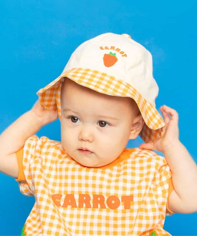 🇯🇵預訂 日本直送🇯🇵BREEZE兩色蔬菜毛毛貼花格紋遮陽帽