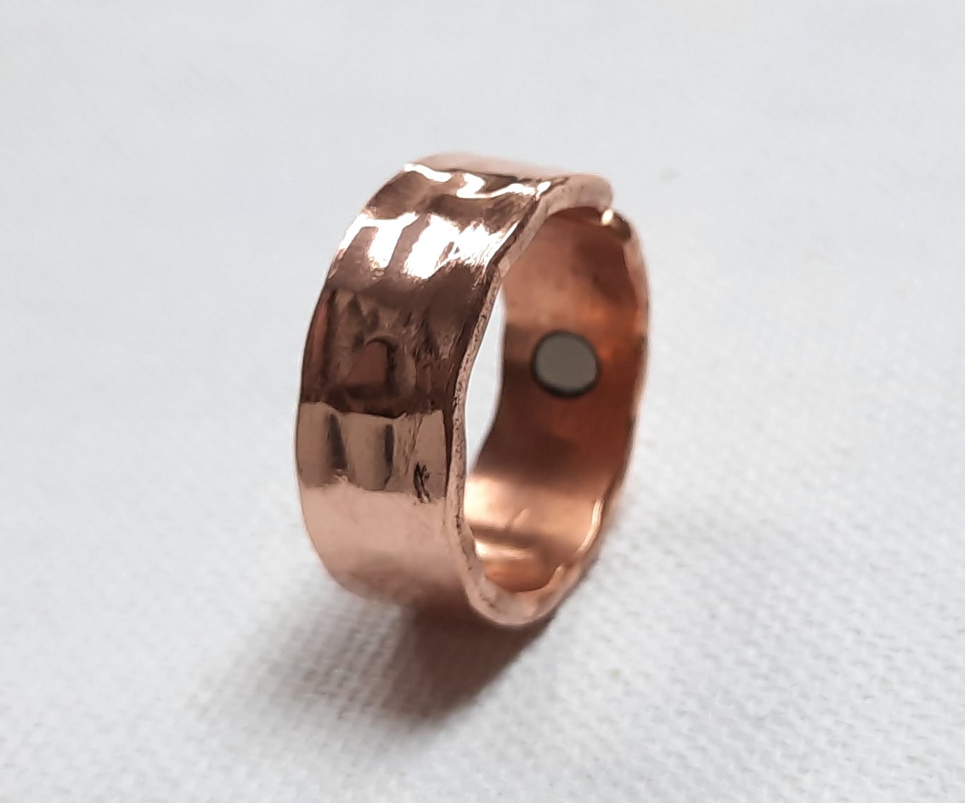 印度純銅磁石指環(戒指) (小鎚紋/原色) India Copper Magnetic Ring (Hammered/ Original) 
