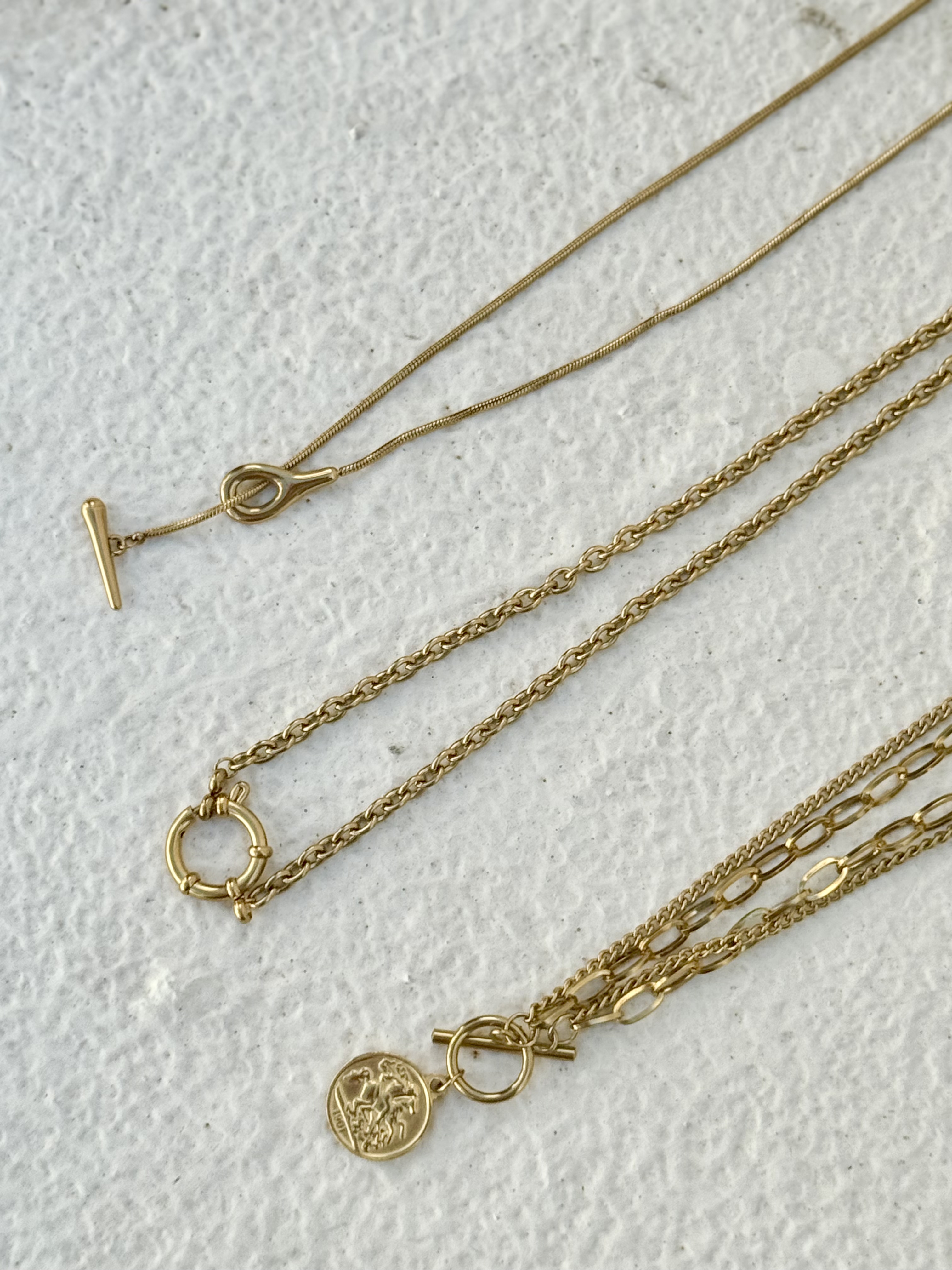 Gold coin stainless necklace