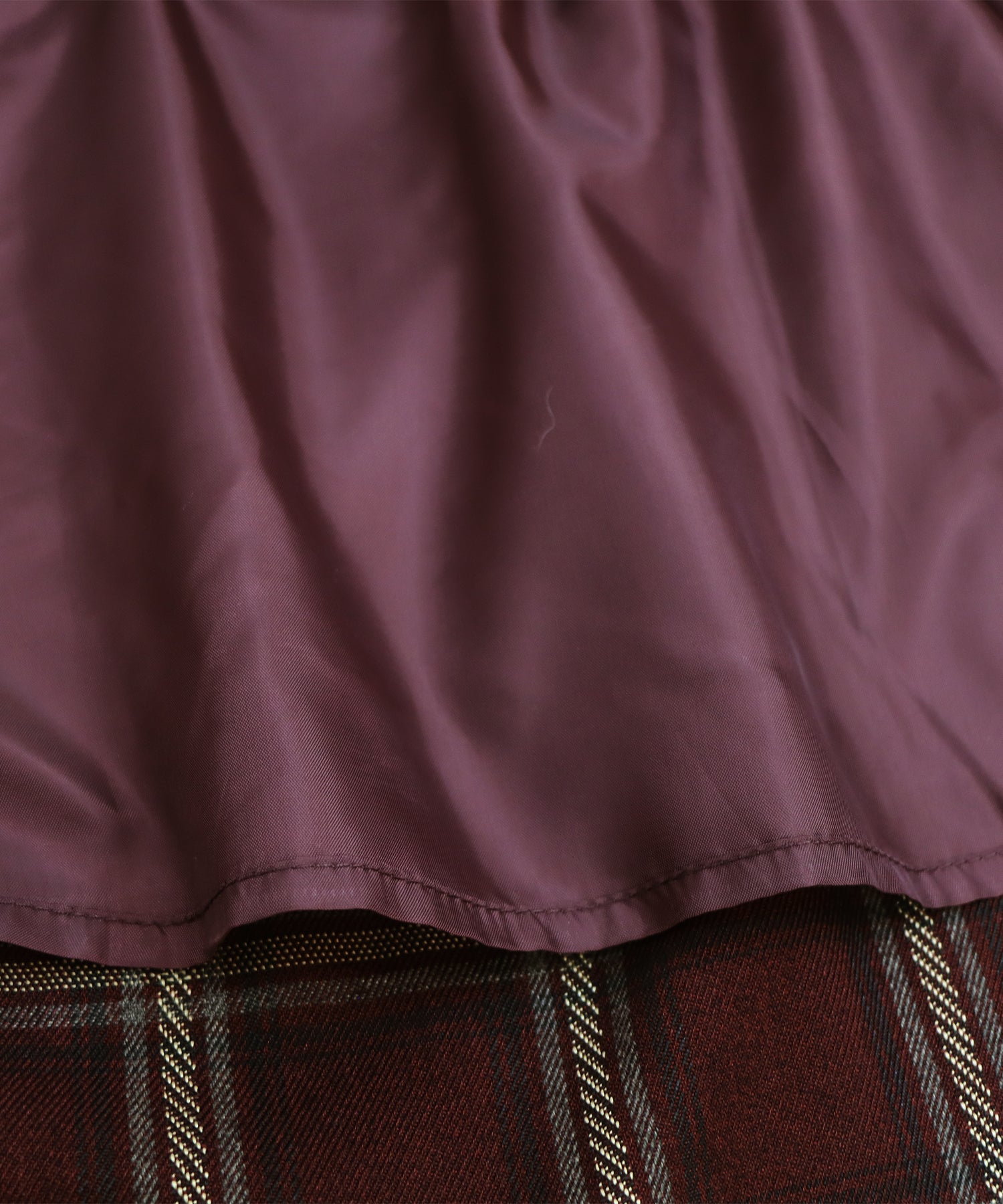 <限量現貨> <JP>復古格紋褶皺中長裙* wine