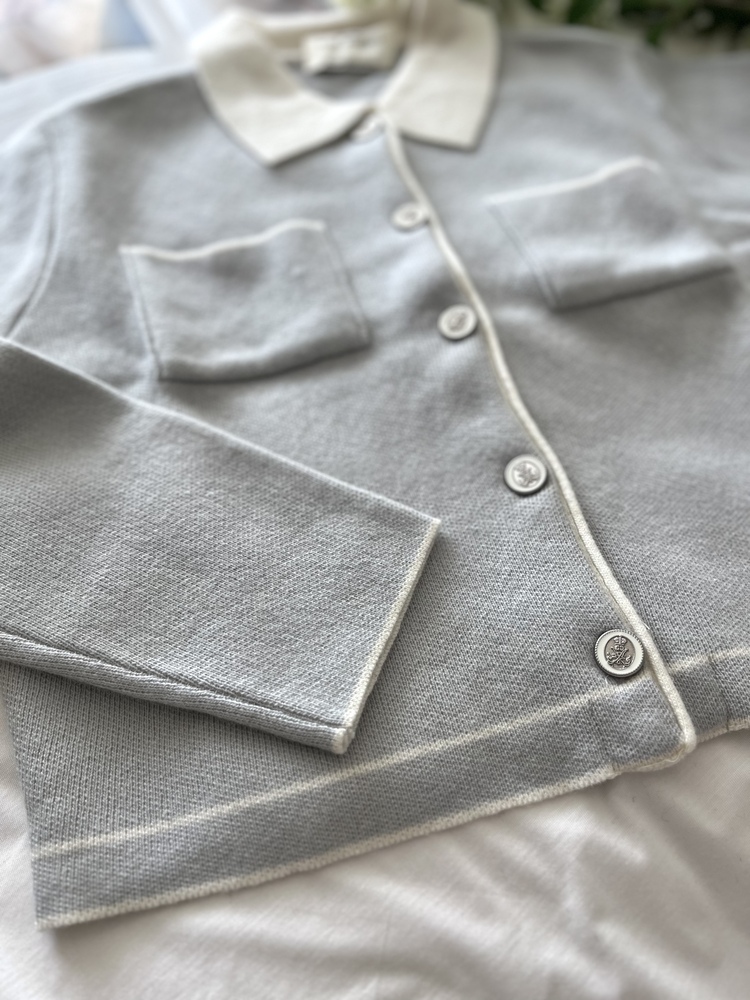 Elise Dual-Tone Cardigan (Misty Blue)