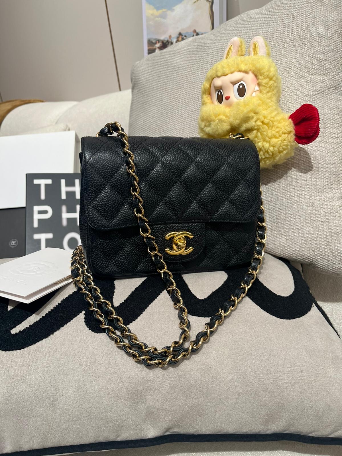 Chanel Classic Mini Flap Bag 黑色荔枝牛皮金扣 100%Authentic, 95%New ✅13Card✅Dust bag✅Box