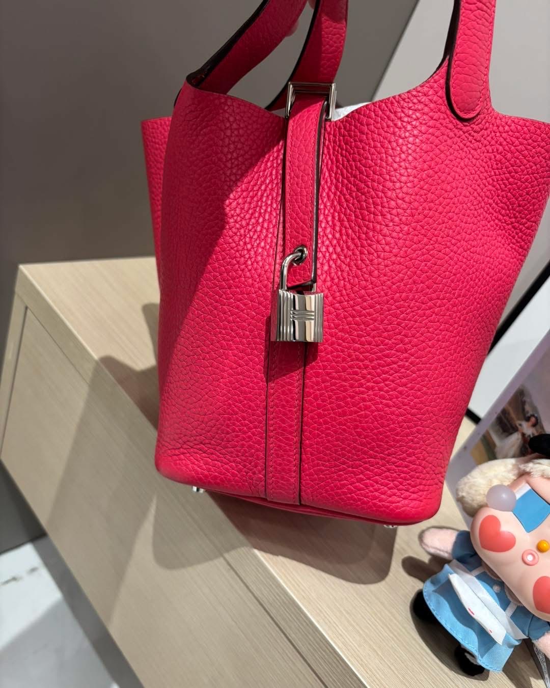 Hermes Picotin 18,Stamp D 極致粉色銀扣Rose Extreme 100%Authentic,95%new ✅key lock✅dust bag