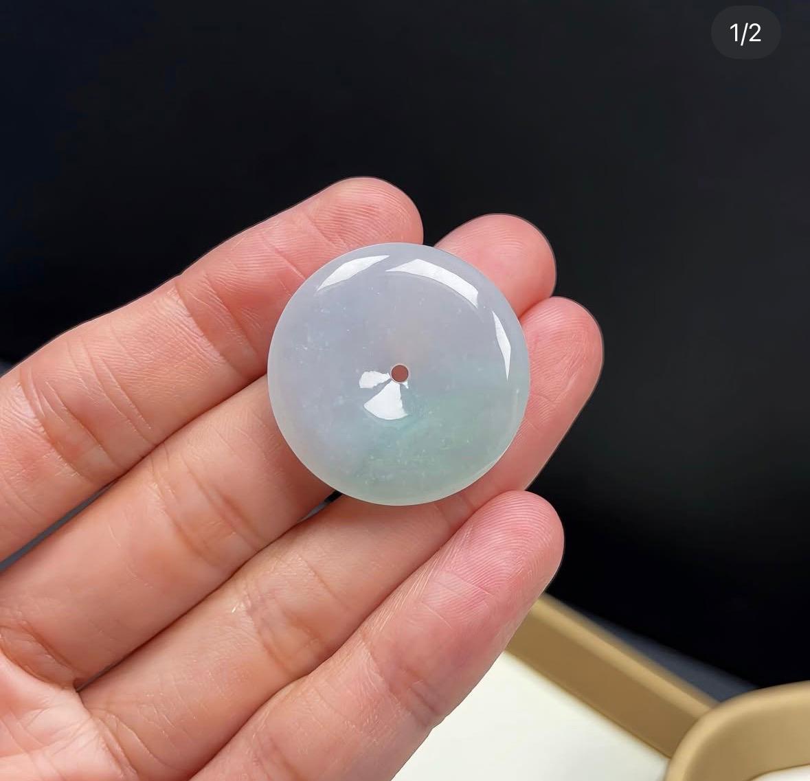 冰飄綠翡翠平安扣