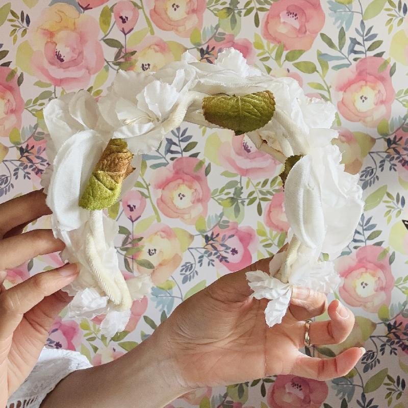 Preview - C.a. 1950-60s White Floral Headband / Vintage Bridal Headpiece(MT2130)