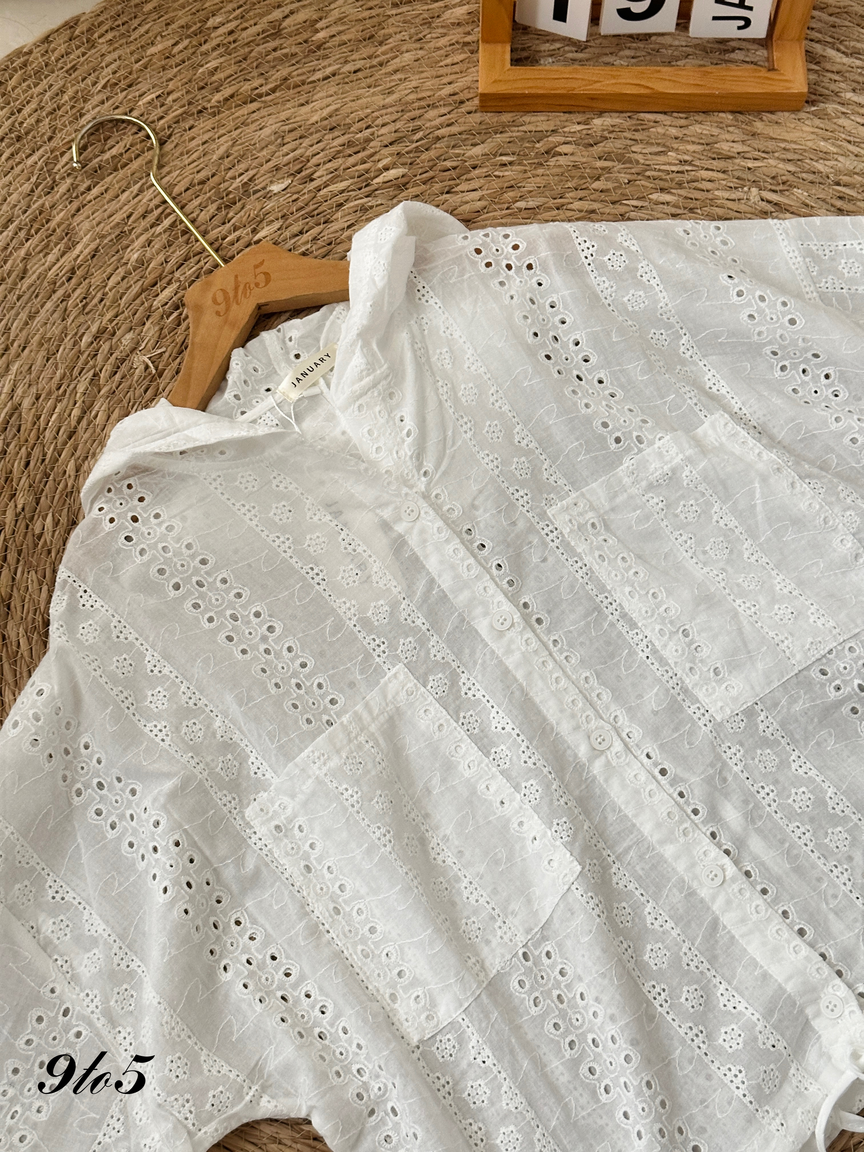 T3916 Floral Hoodie Top - White