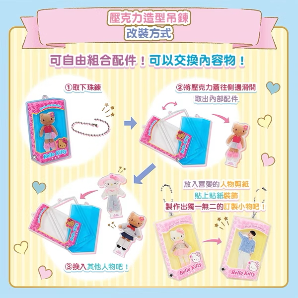 【現貨】日本- sanrio hello kitty 長腿 明星壓克力造型吊鍊盲盒-時尚衣櫥(10種款式，隨機出貨*1)