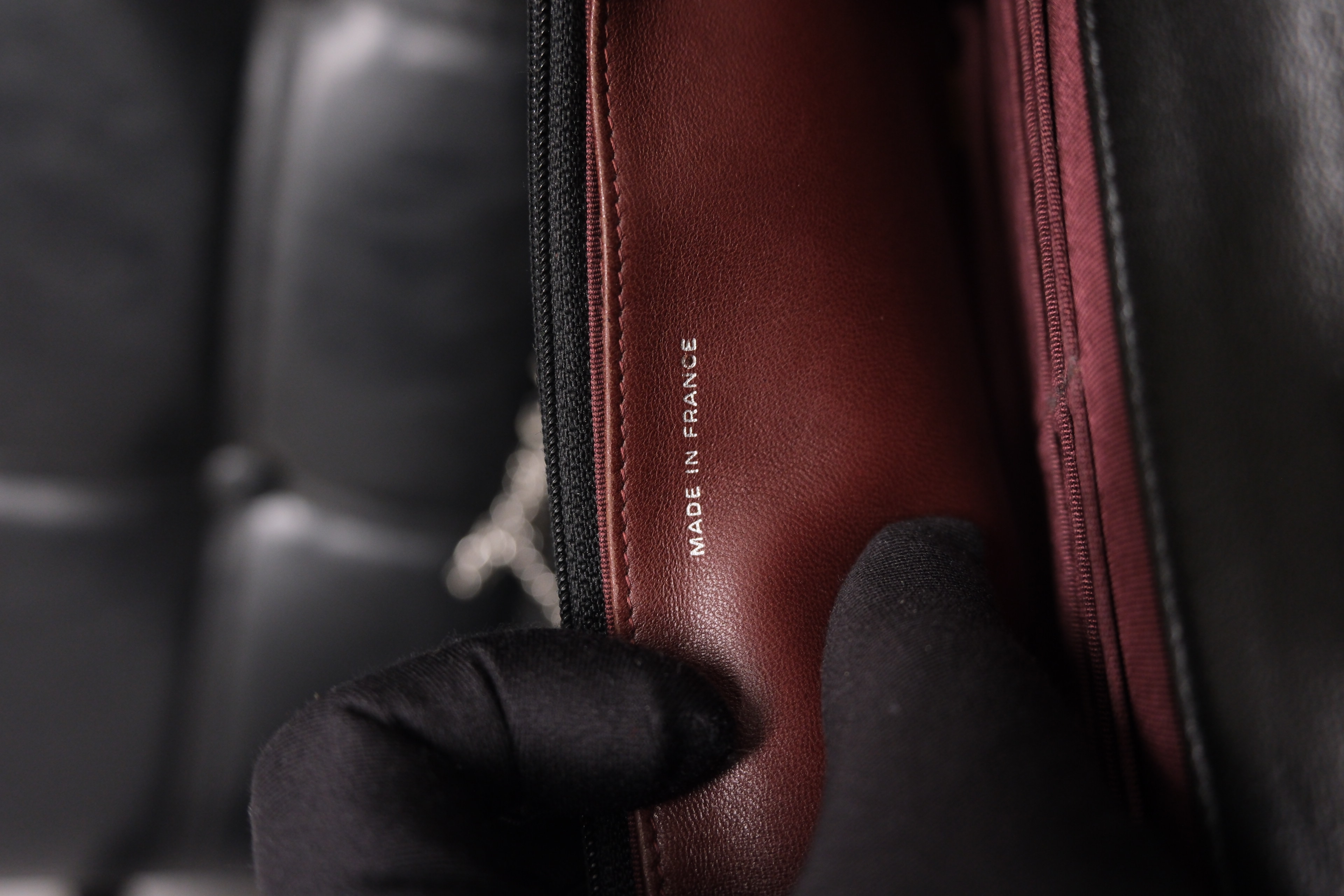 Chanel Lambskin Chain Wallet Black Silver 