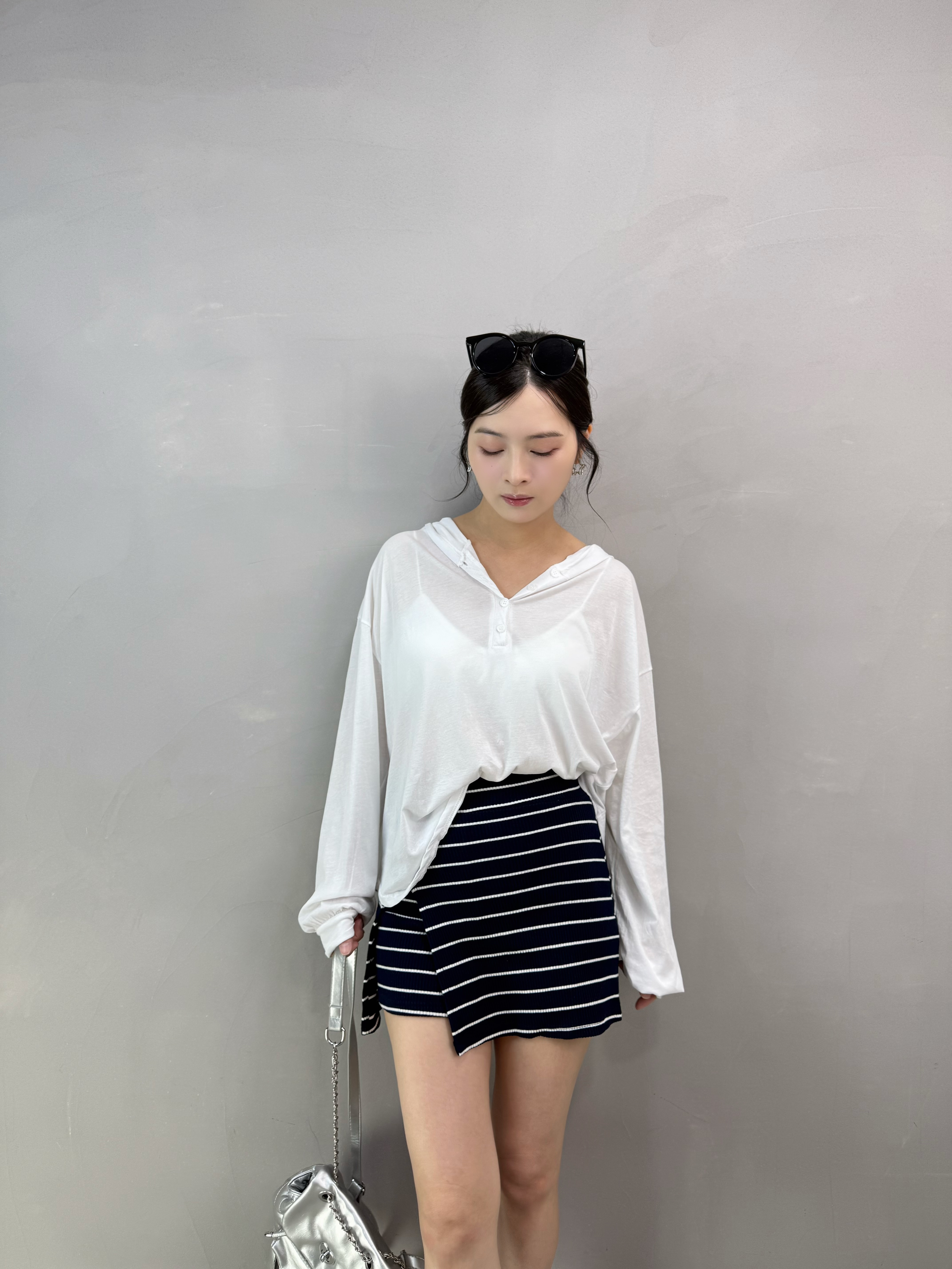 A15 有帽Tee+橫間裙褲Set