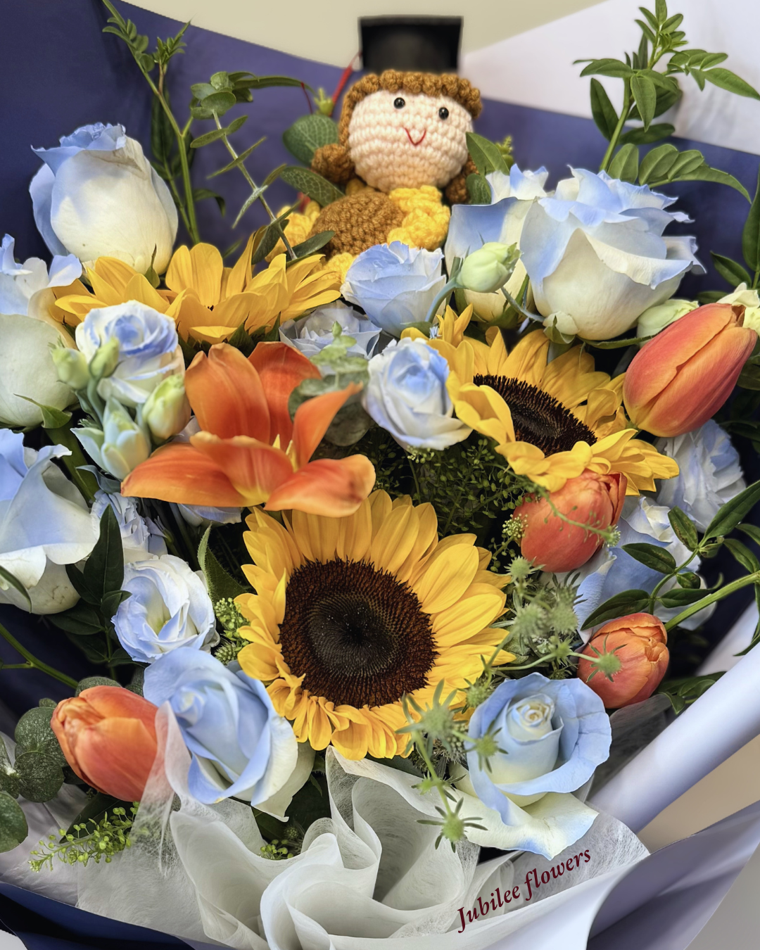 🌻向日葵 玫瑰 鬱金香 花束（不包括手鈎畢業公仔 ）
