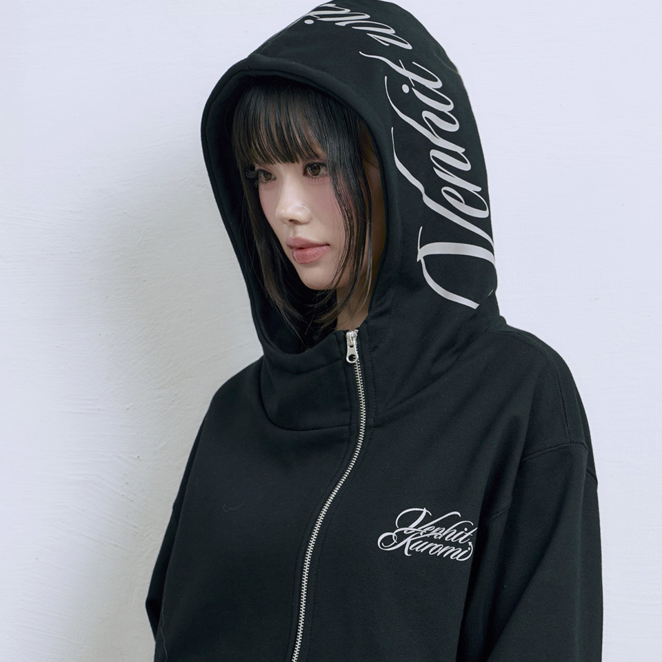 Venhit x Kuromi VK Serif Lettering Side Zip-up Hoodie Black