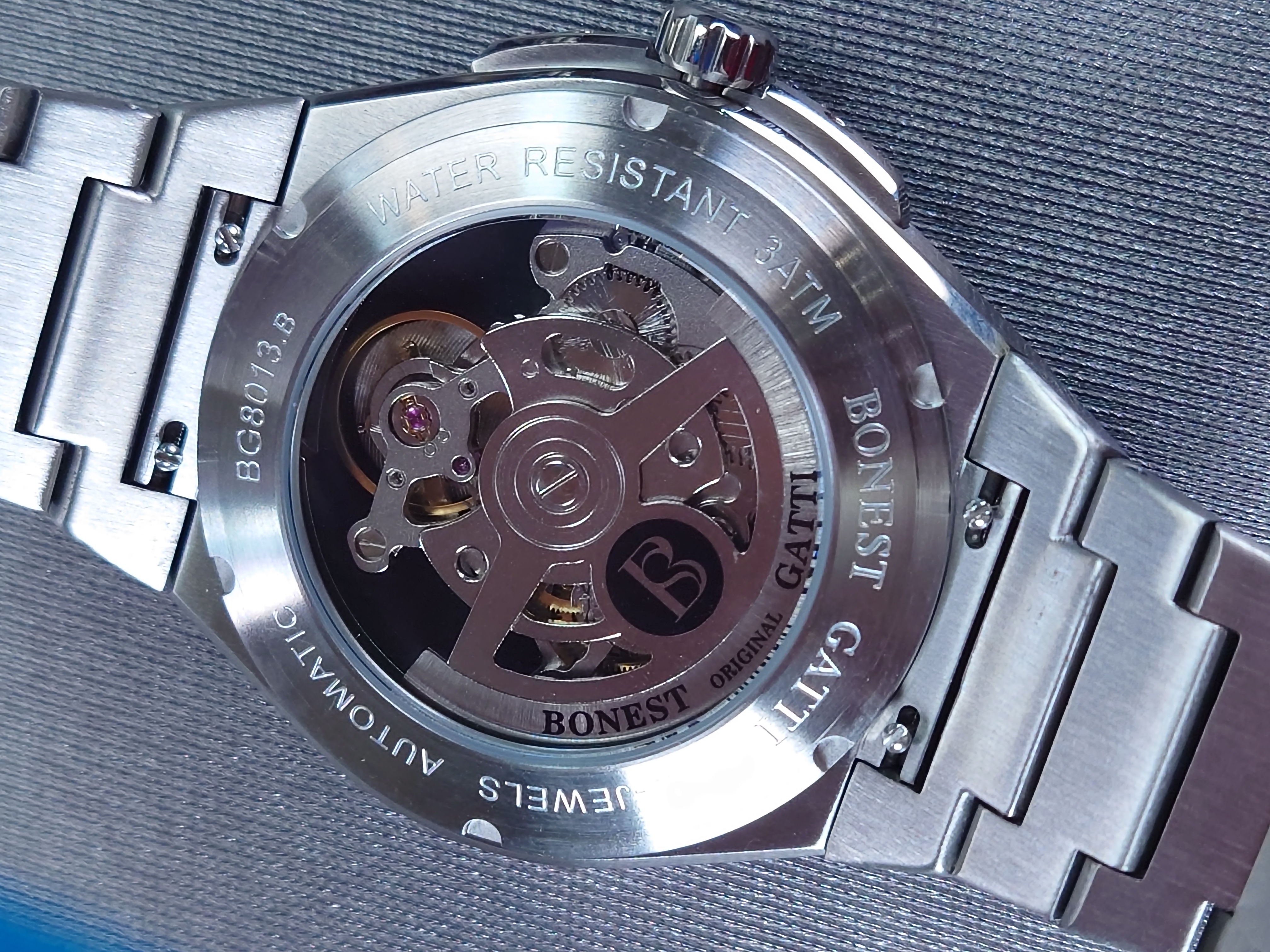 Bonest Gatti 冰裂紋一體式錶帶自動錶 BG8013-S3 Blue