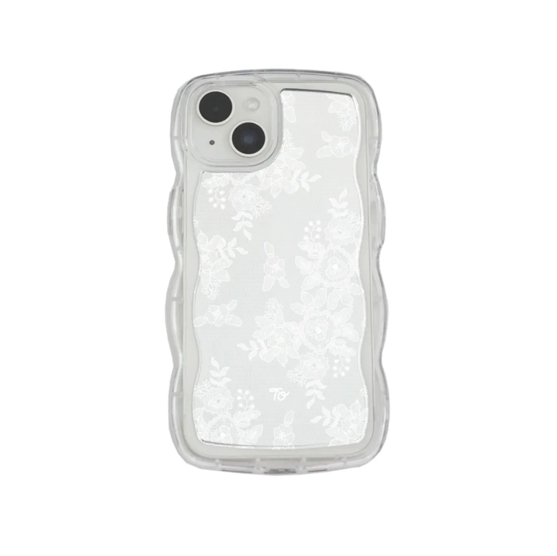 【Perfect in White Lace  】波浪邊框鏡面 iPhone Case
