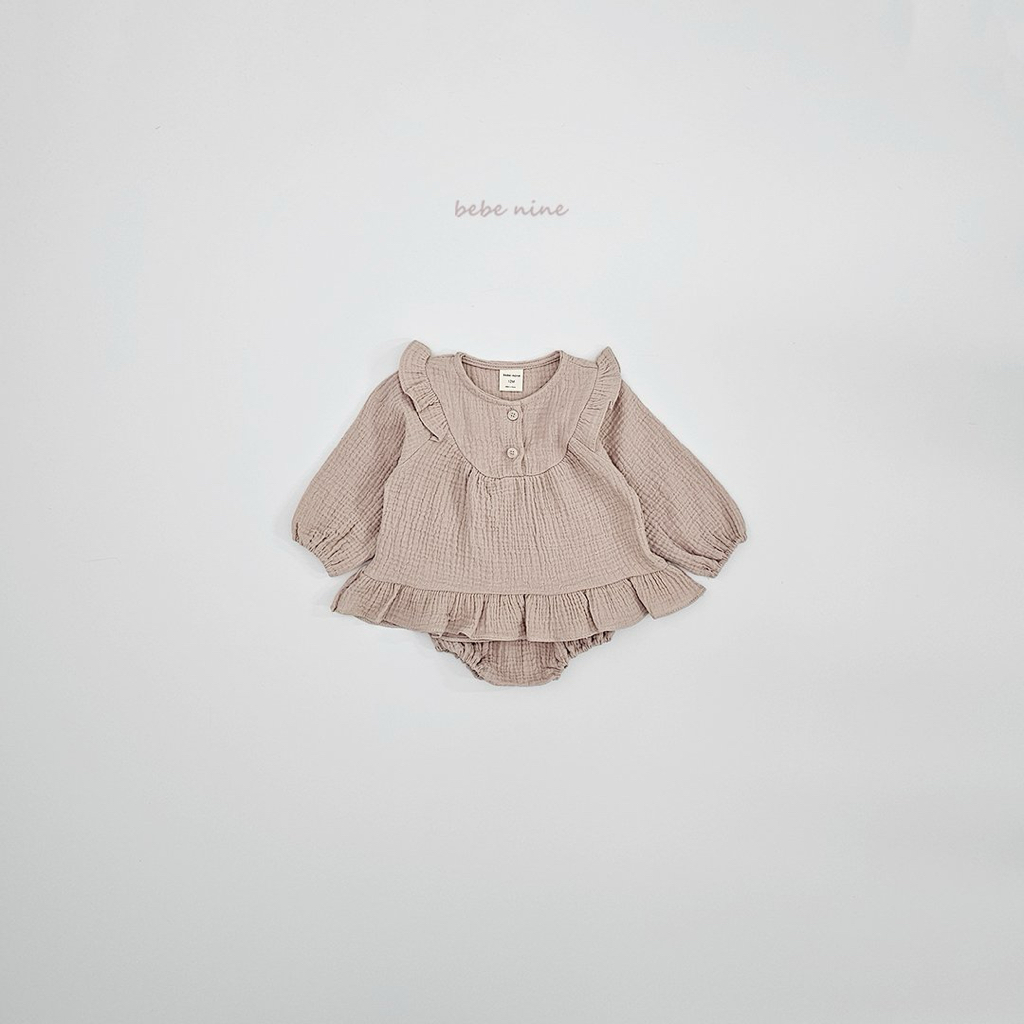 🌸預訂 韓國直送🌸🇰🇷Bebenine兩色荷葉花邊棉紗長袖上衣燈籠褲套裝