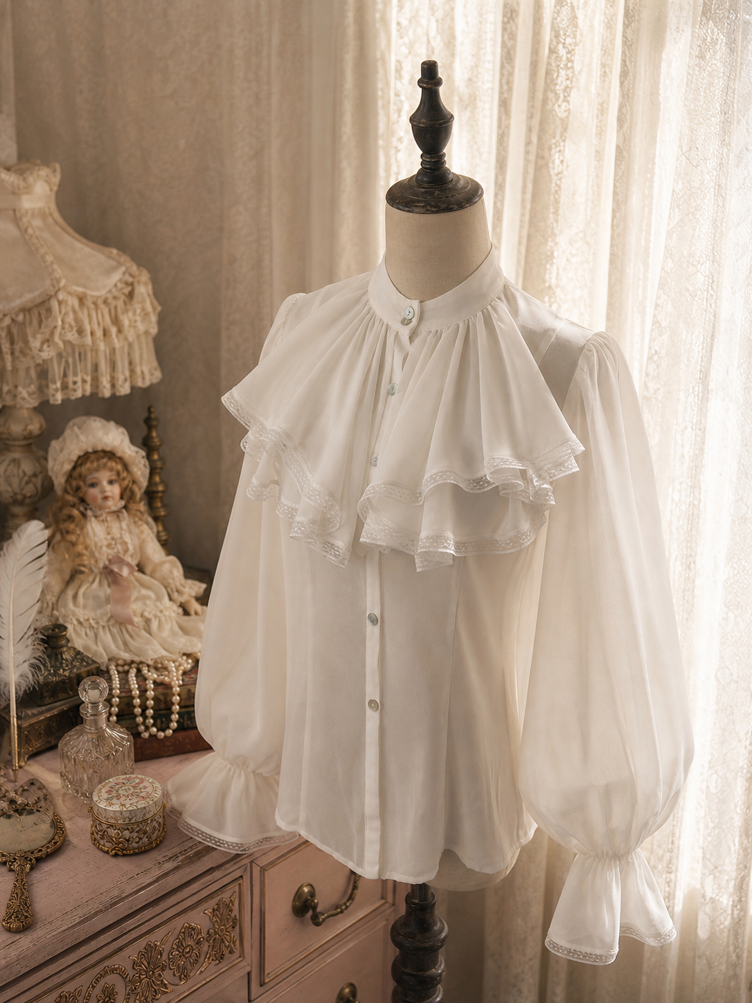 經典電影蕾絲荷葉領巾小王子貴族襯衫 The Little Prince Grand Ruffle Lace Blouse