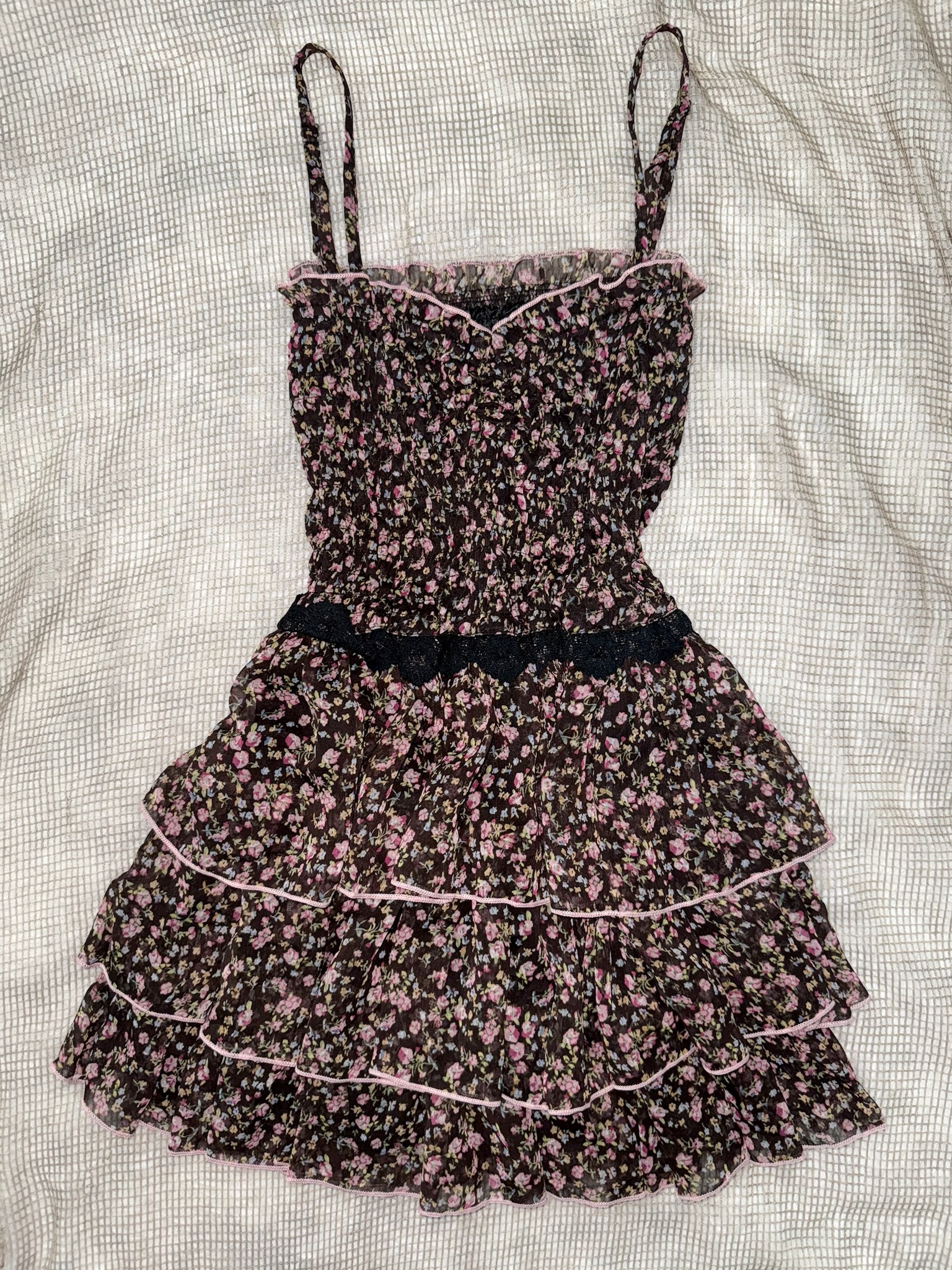 Y2K Gyaru Dark Floral Mesh Slip Dress