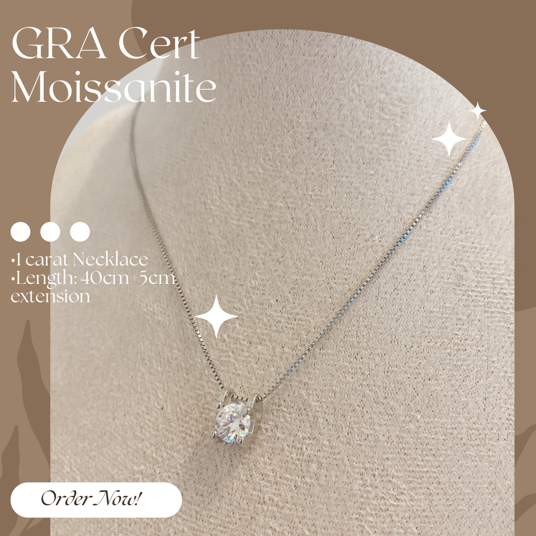 Moissanite Necklace with GRA Certificate of Authenticity and Warranty  