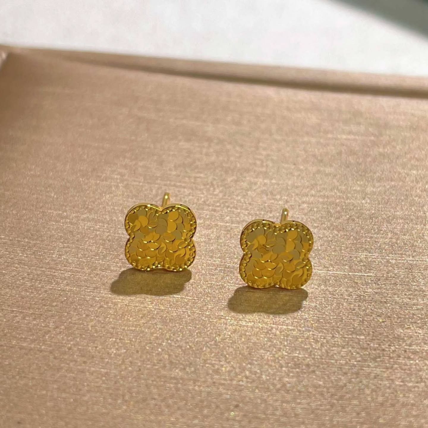 S925银碎冰冰四叶草耳钉女 🇨🇳