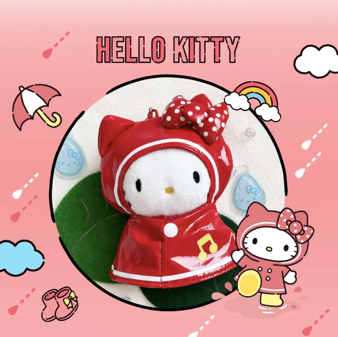 韓國Olive Young x Sanrio 角色 雨衣造型 公仔吊飾鎖匙扣 ｜Rainy Day Plush Keyring