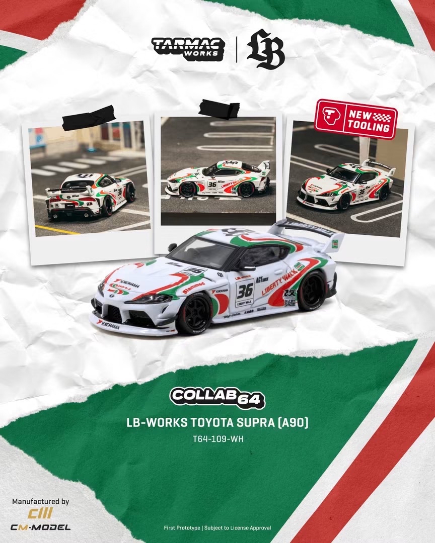（預訂 Pre Order) Tarmac Works ( T64-109-WH ) LB-WORKS TOYOTA SUPRA (A90) White