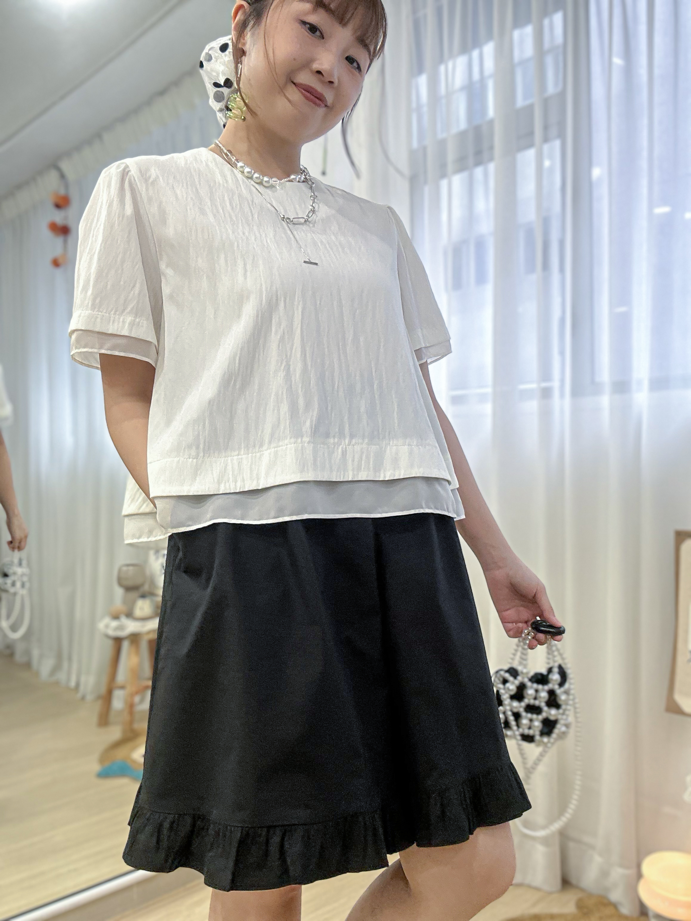 簡約知性美～層次拼接傘型襯衫 LF0001 - 白色 White
