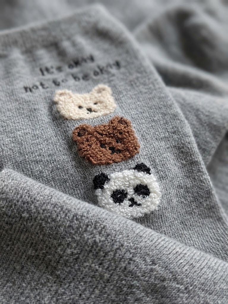 Korean 3D Trio Bear Head Calf Women's High Crew Socks