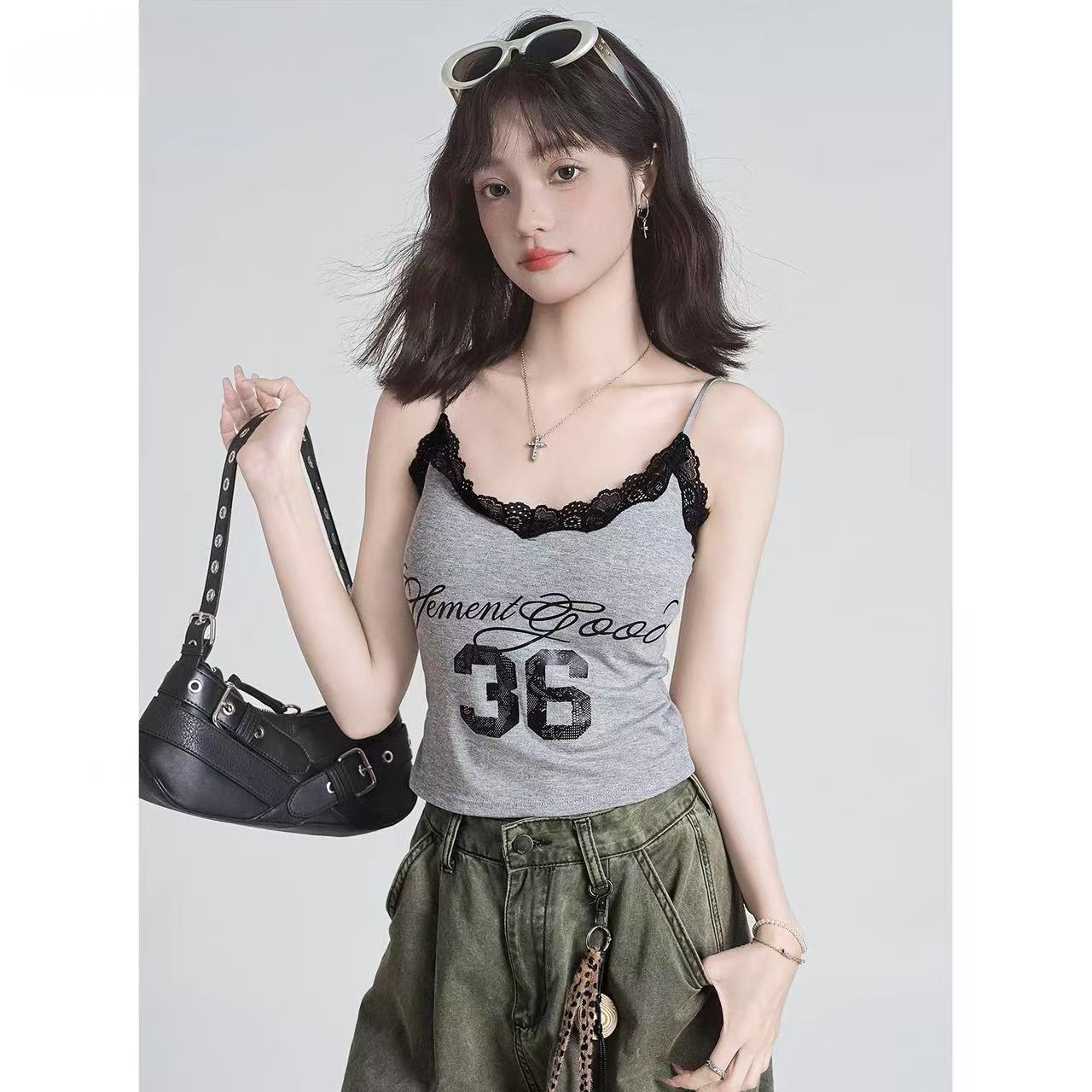 TP351球衣风印花吊带