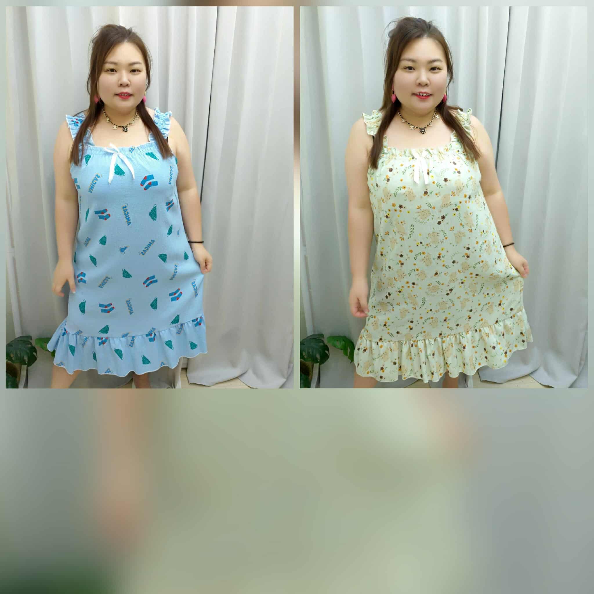 TW#507079 滚花边吊带附垫睡裙