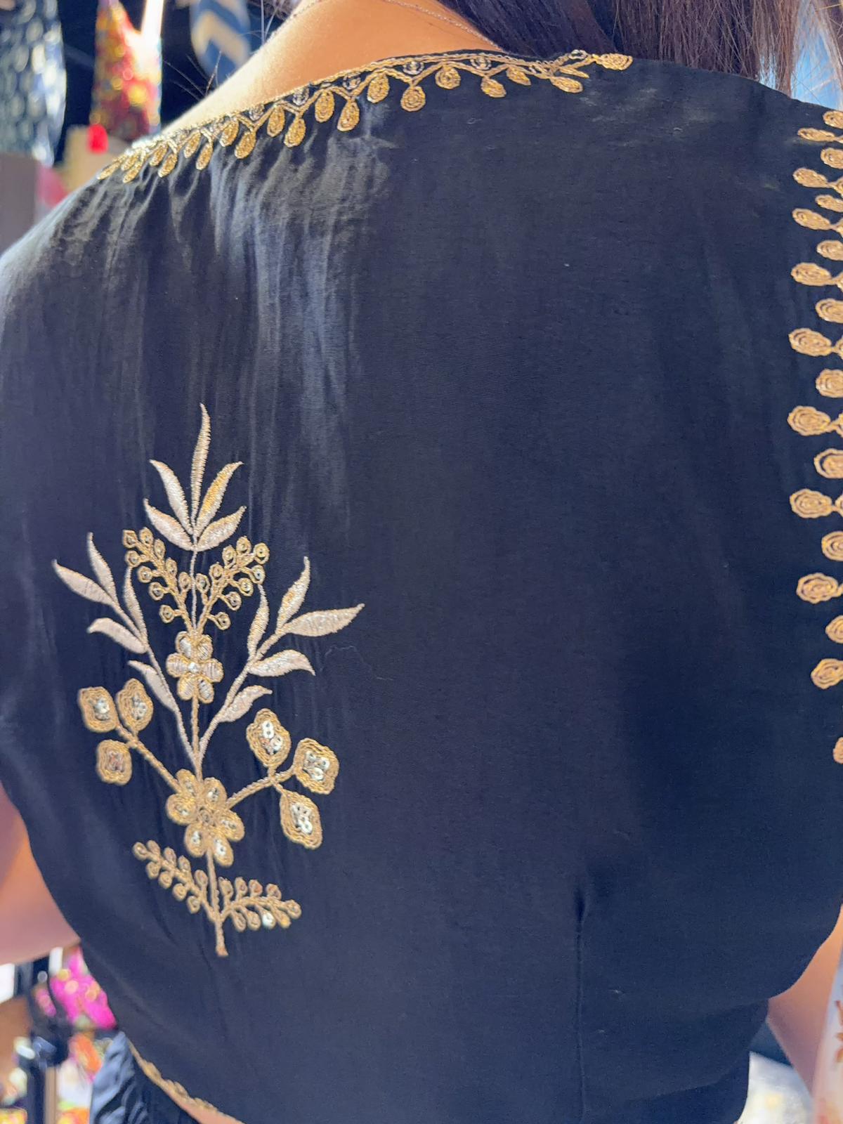 Black Gold Emb. Vest Top #1455