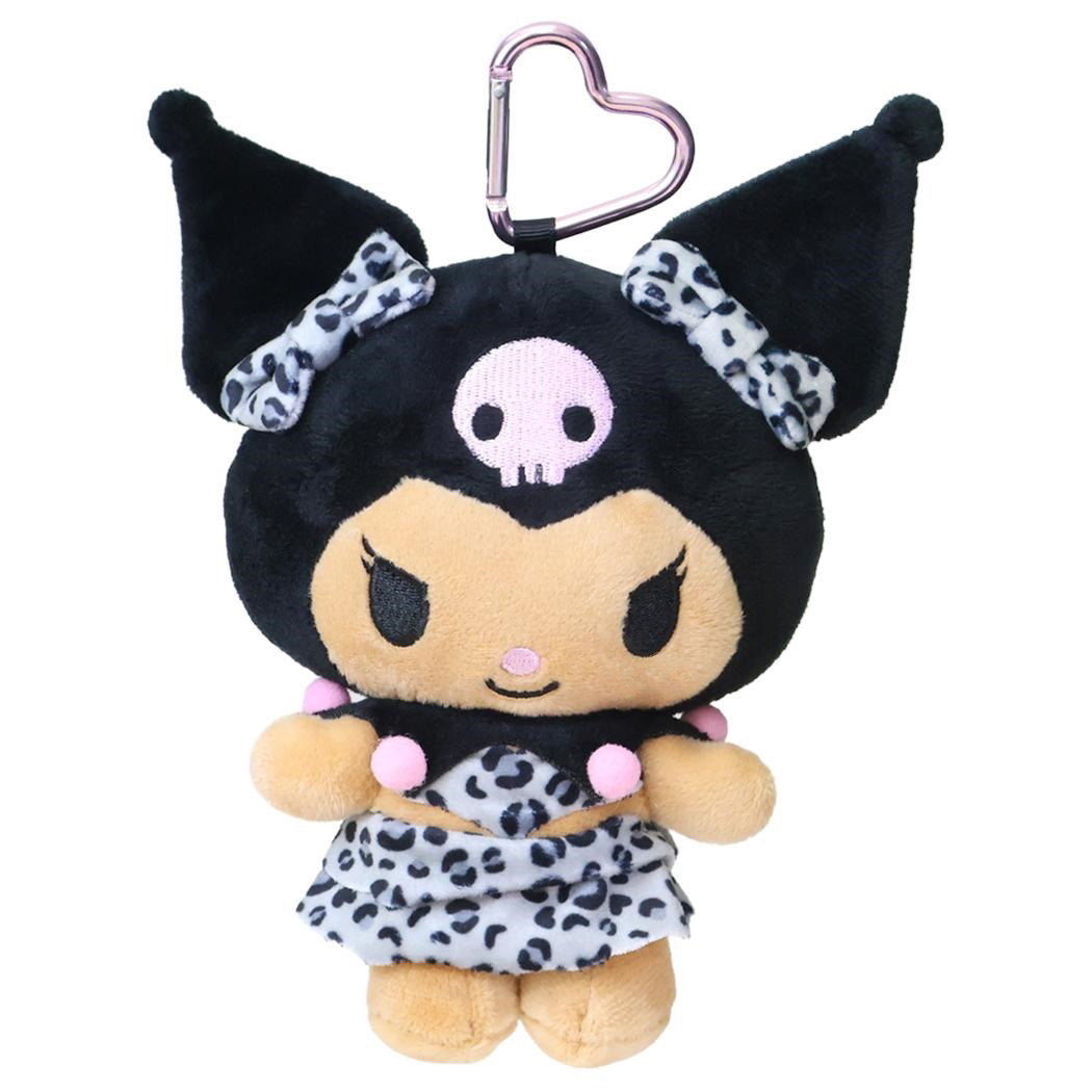 現貨｜Sanrio Kuromi 豹紋泳衣系列 日版 吊飾 毛公仔收納袋 連心形扣 (KU-LP02)