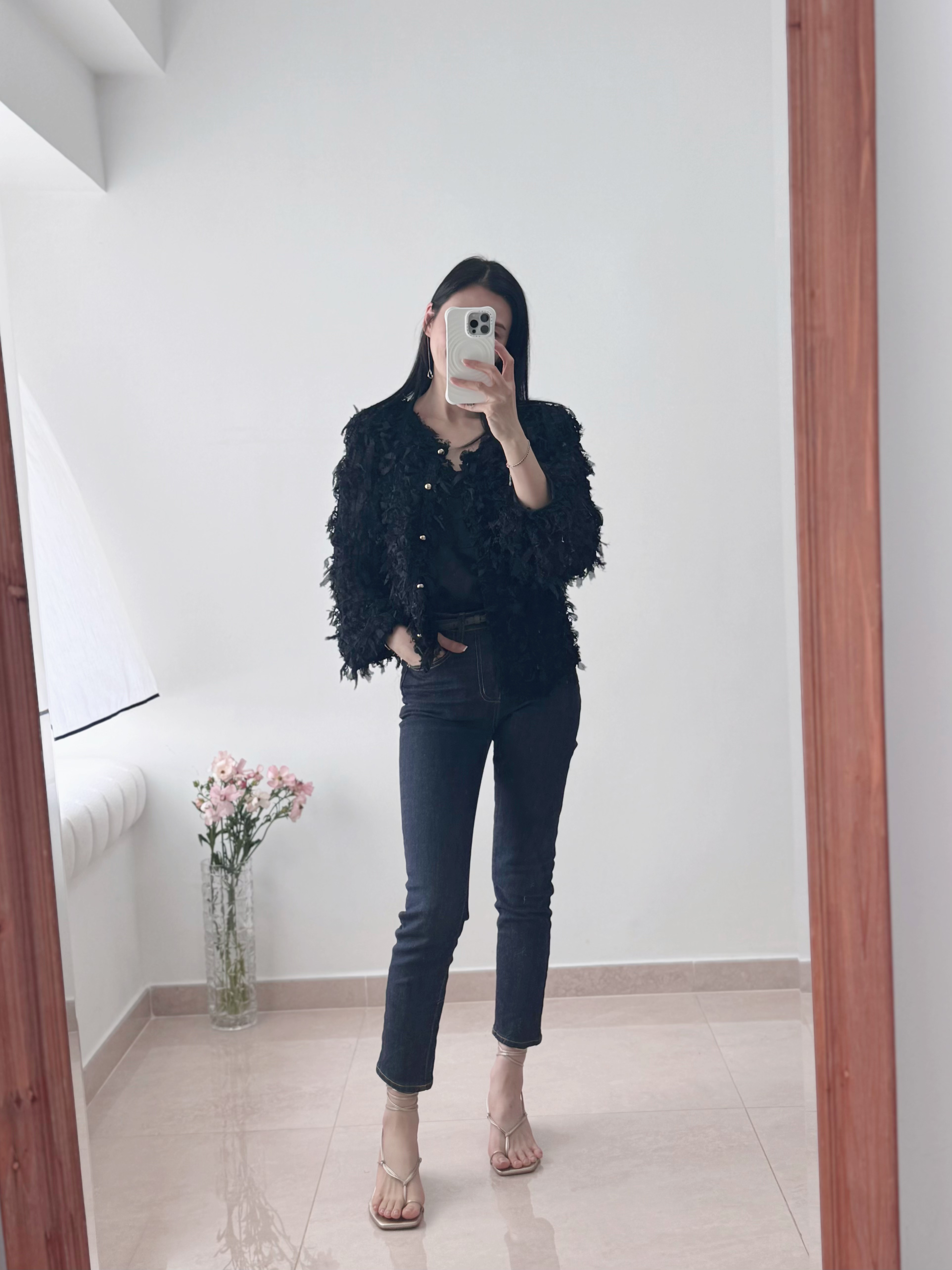 Elegant chiffon lace ribbon cardi