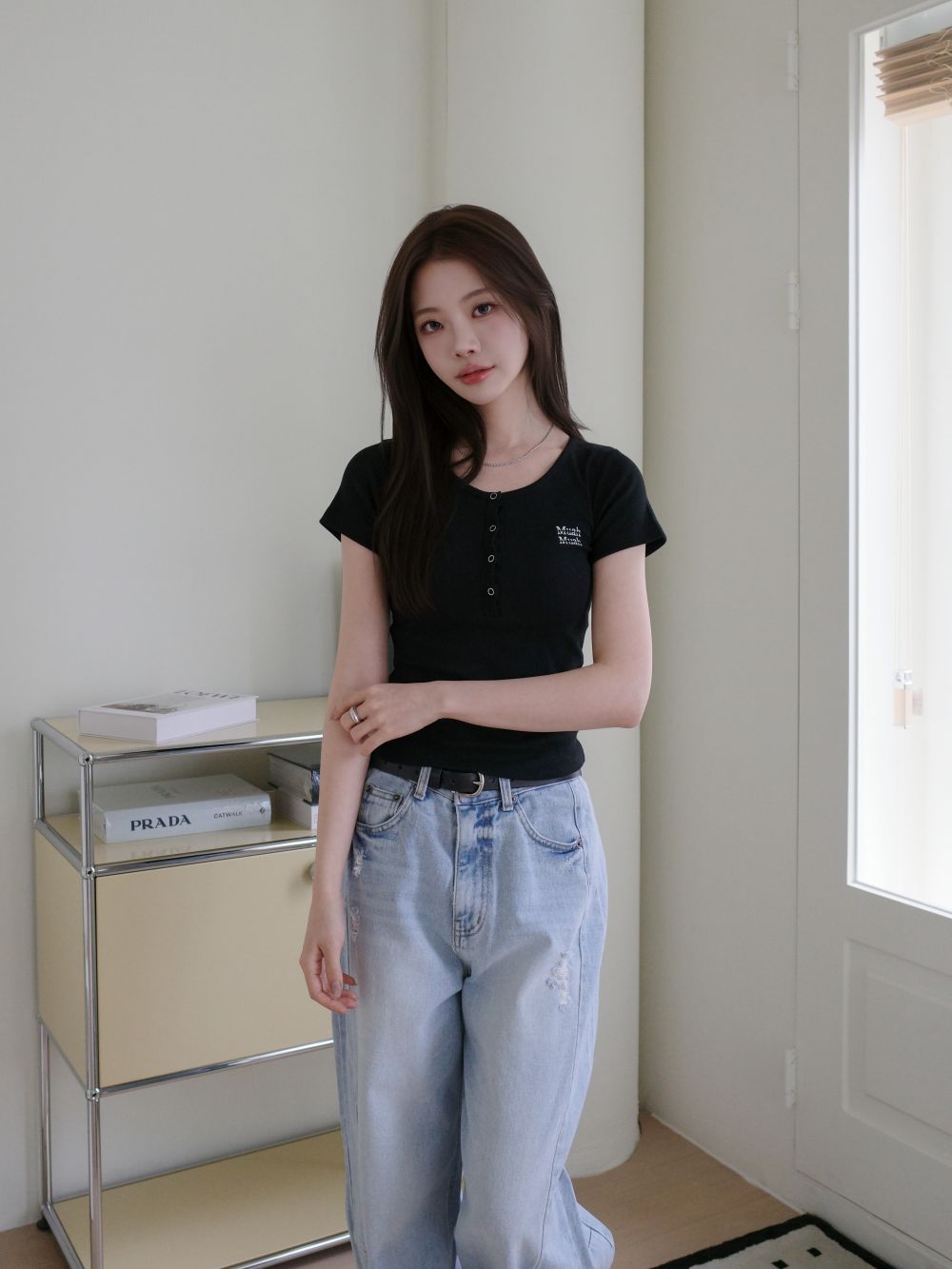 <預訂>🇰🇷MuahMuah HENLEY NECK V-NECK HALF T-SHIRT