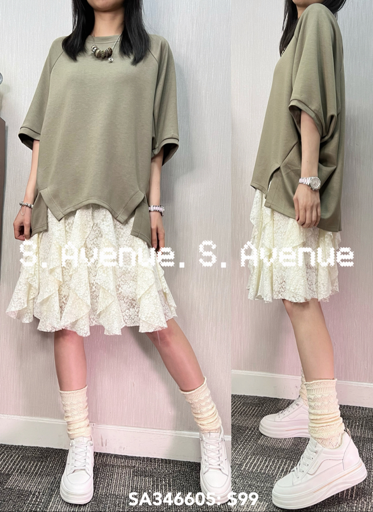 SA346605: 鬆身大件不規則蝙蝠top