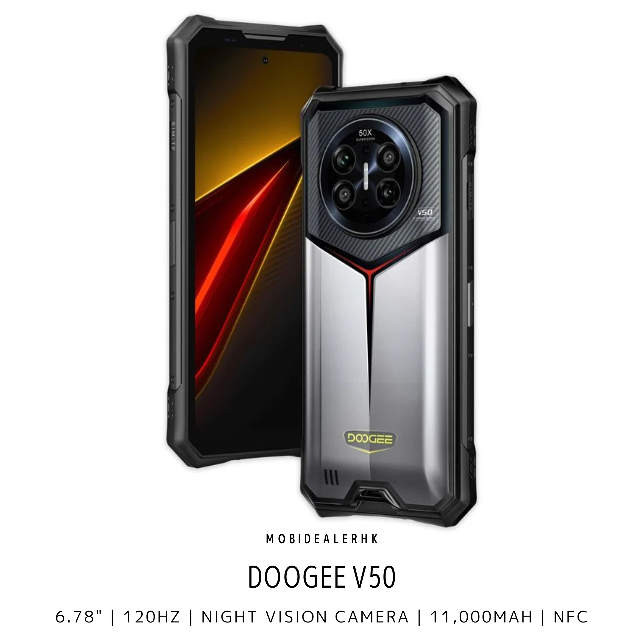 Doogee V50 | 道格 V50 | 5G | 三防手機 | 12/16+256/512Gb | 6.78" | 120Hz | 夜視鏡 | 11,000mAh | NFC