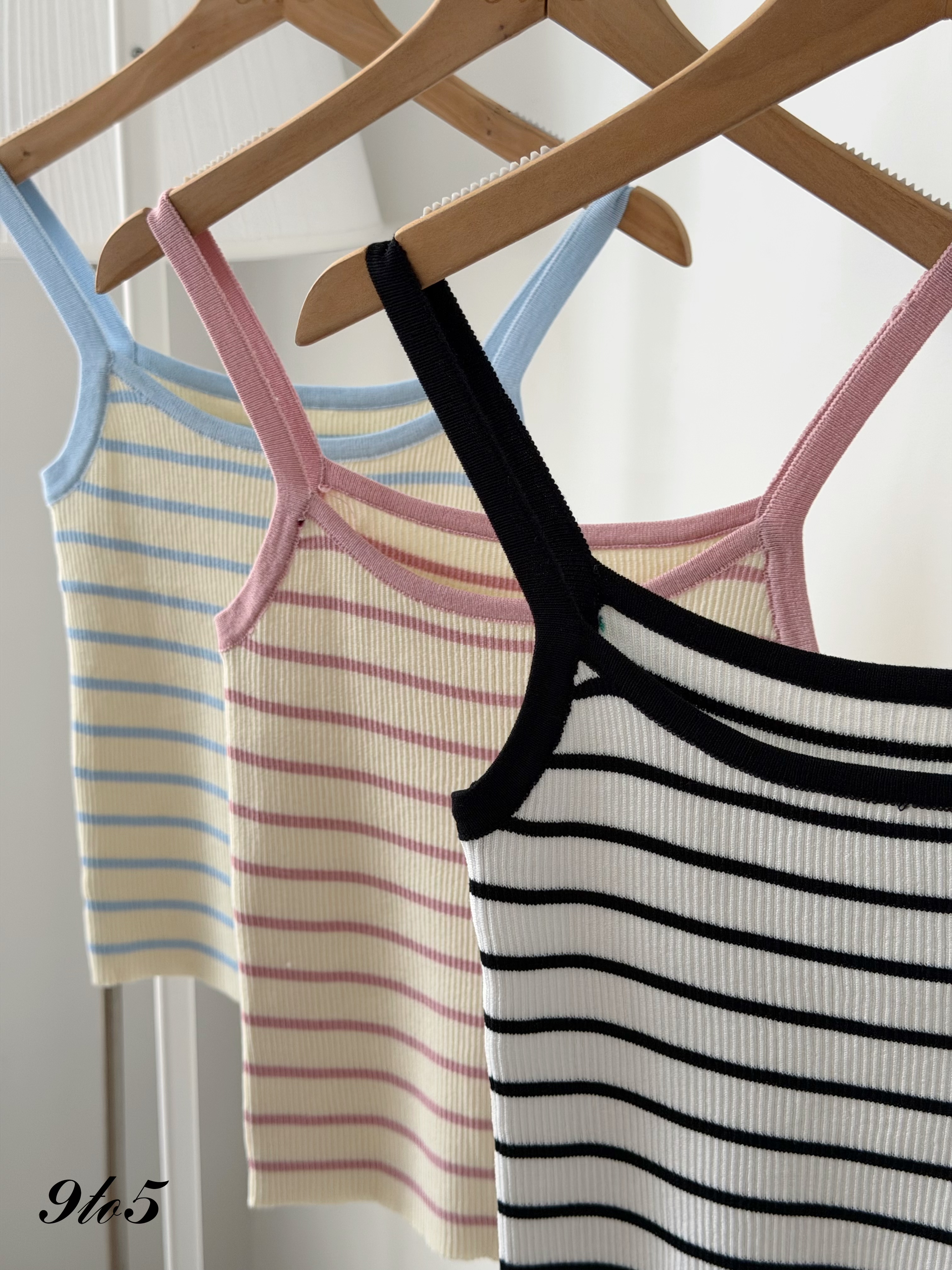 T4514 Striped Knit Camisole with Jacket Set - 3 Colors 