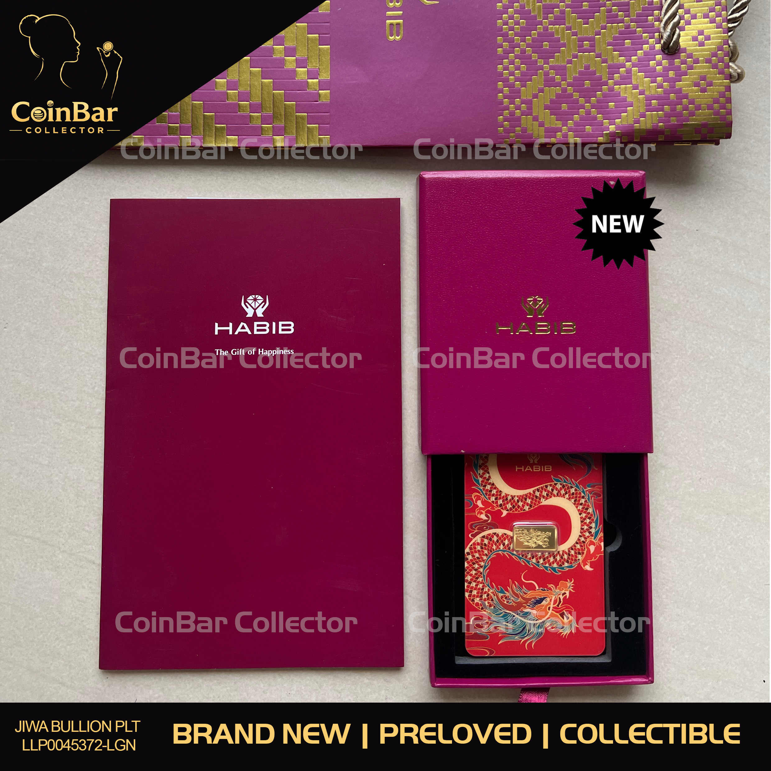 (Sn:2198) HABIB 2024 Dragon 1g 🇲🇾 Fine Gold Bar Emas 999.9 生肖龙