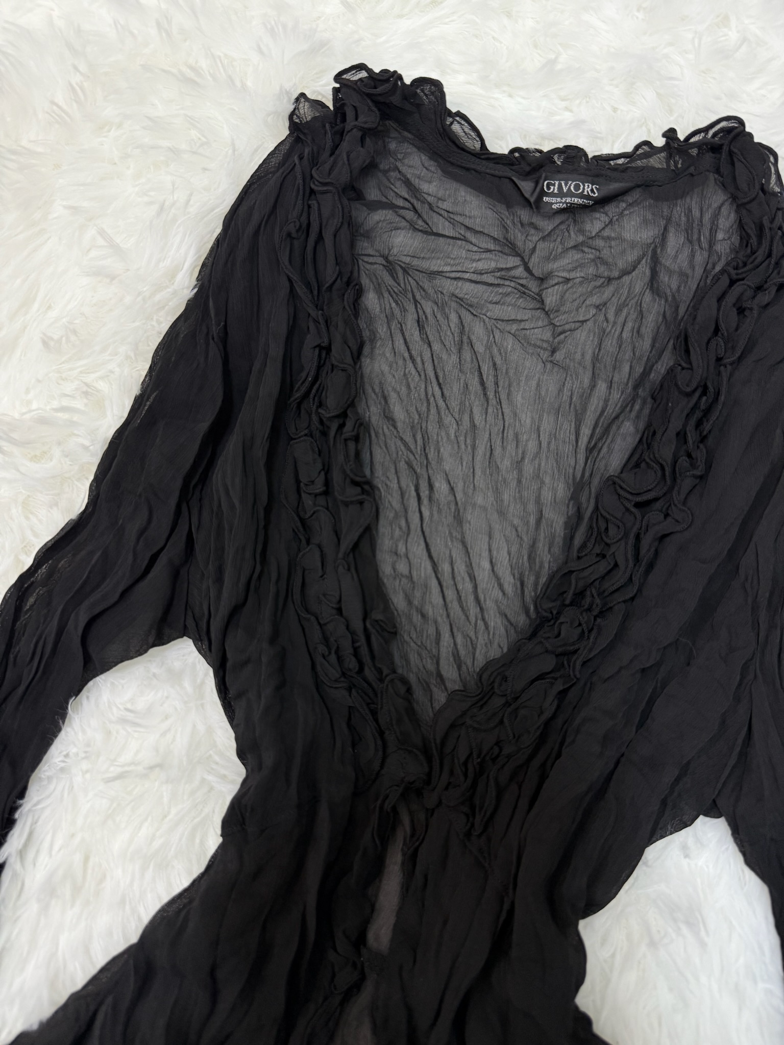 Whimsical Crinkle Fairycore Ruffle Cardigan