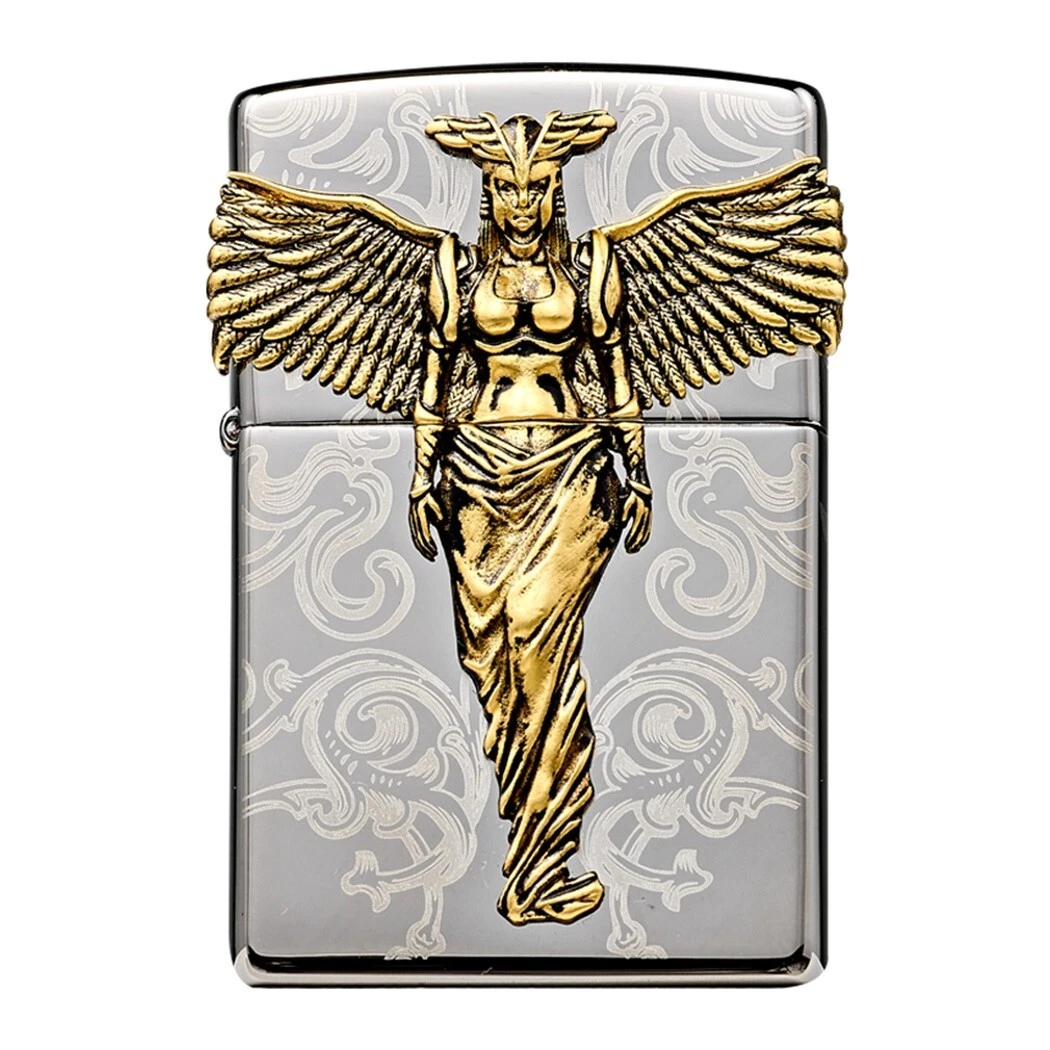 美國製造 | Zippo指定經銷商 Zippo ZBT-1-211 / ZA-1-211 亞馬遜之翼金色打火機 – 啞金紋理戰士展翼 (韓國限定版) Amazon Wings GD Lighter Korean Edition