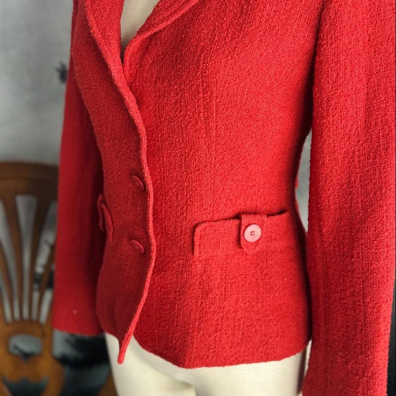 C.a. 2000 Orange Red MOD Style Made in Portugal Blazer 92% wool (MT2523)