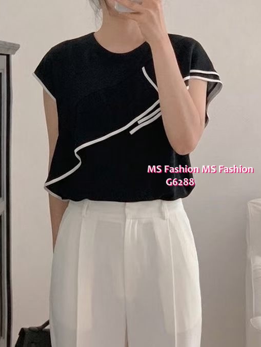 G6288 韓國🇰🇷靚料拼邊ruffle top