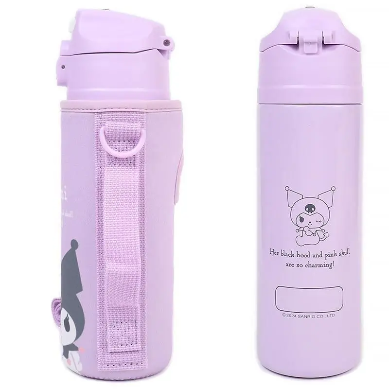 現貨🌸日本直送 |Sanrio Kuromi雙層真空不鏽鋼水瓶帶蓋（附軟墊保護套）470ml 
