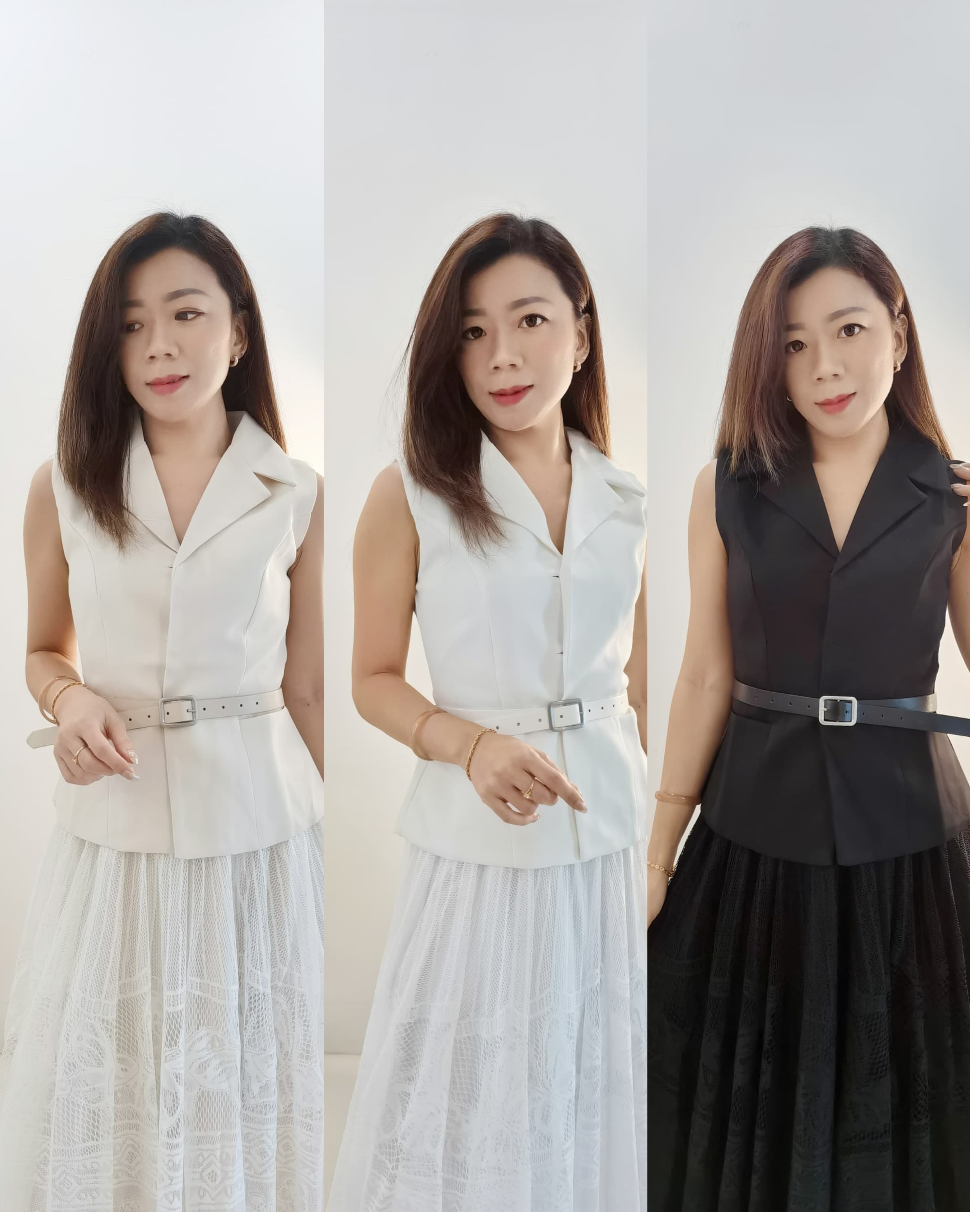 2966 PREMIUM VEST LACE DRESS SET 轻奢风Vest蕾丝半裙套装 