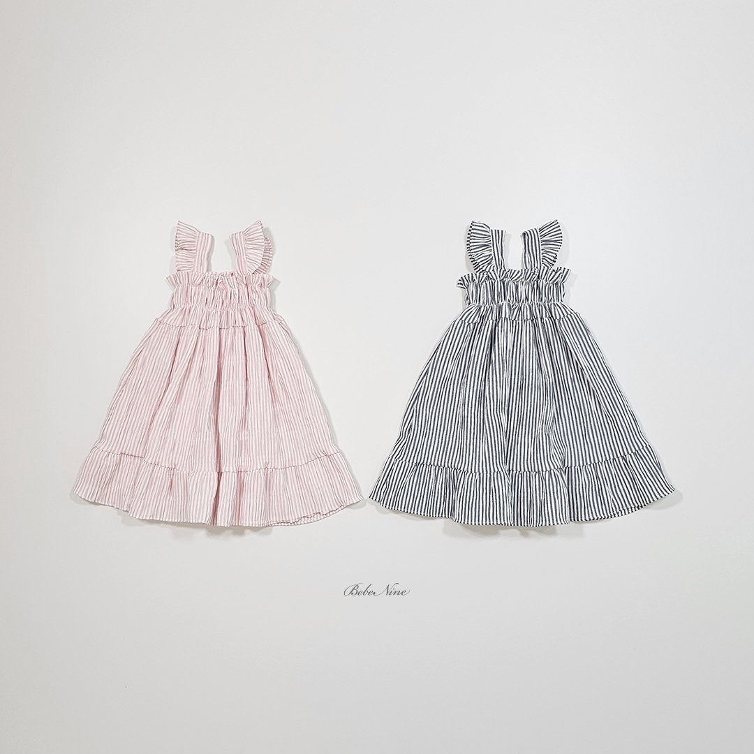 ☀️預訂 韓國直送☀️🇰🇷Bebenine兩色條紋荷葉邊吊帶連身裙