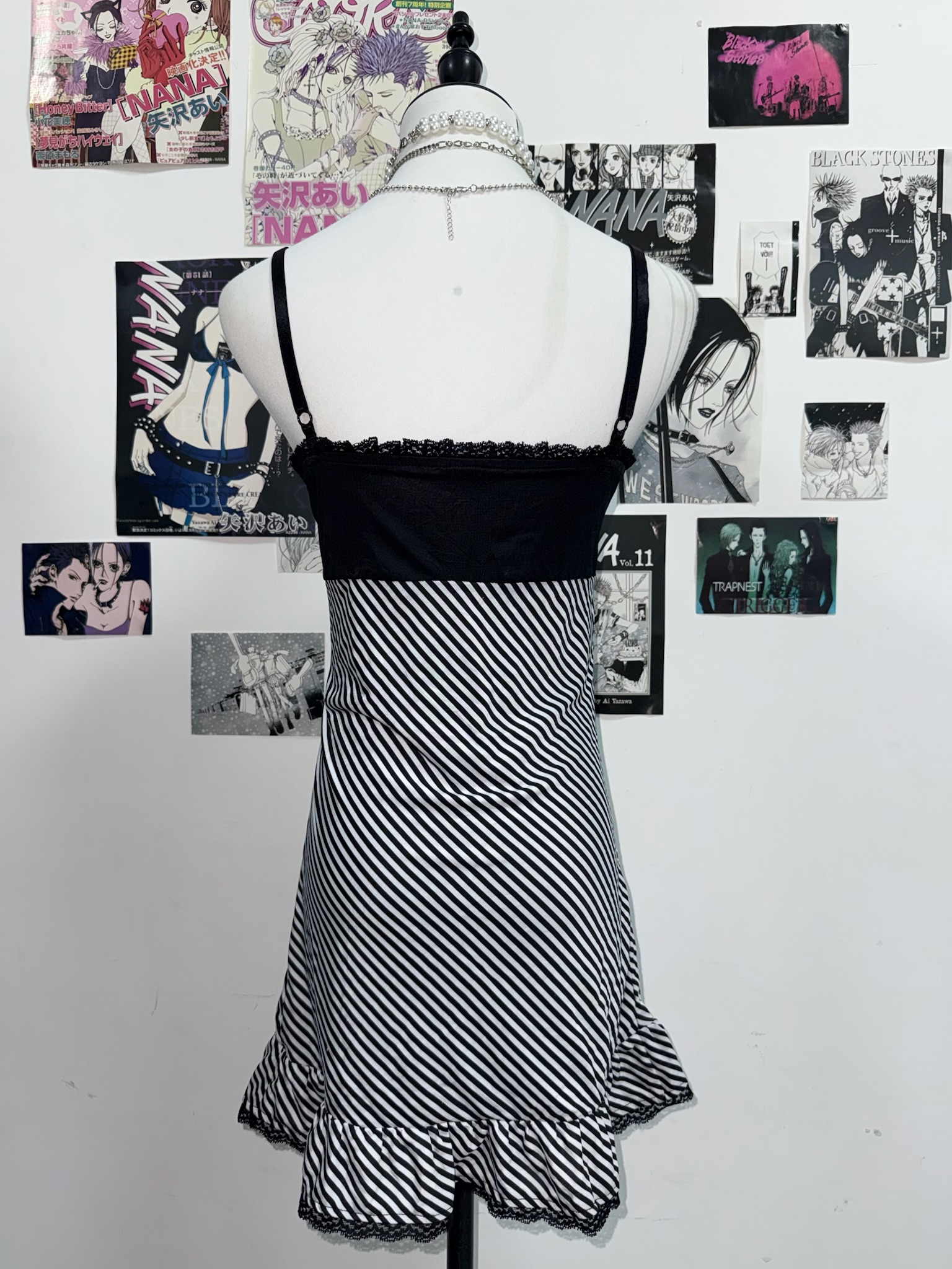 Diagonal Striped Cami Dress with O-Ring Detail
