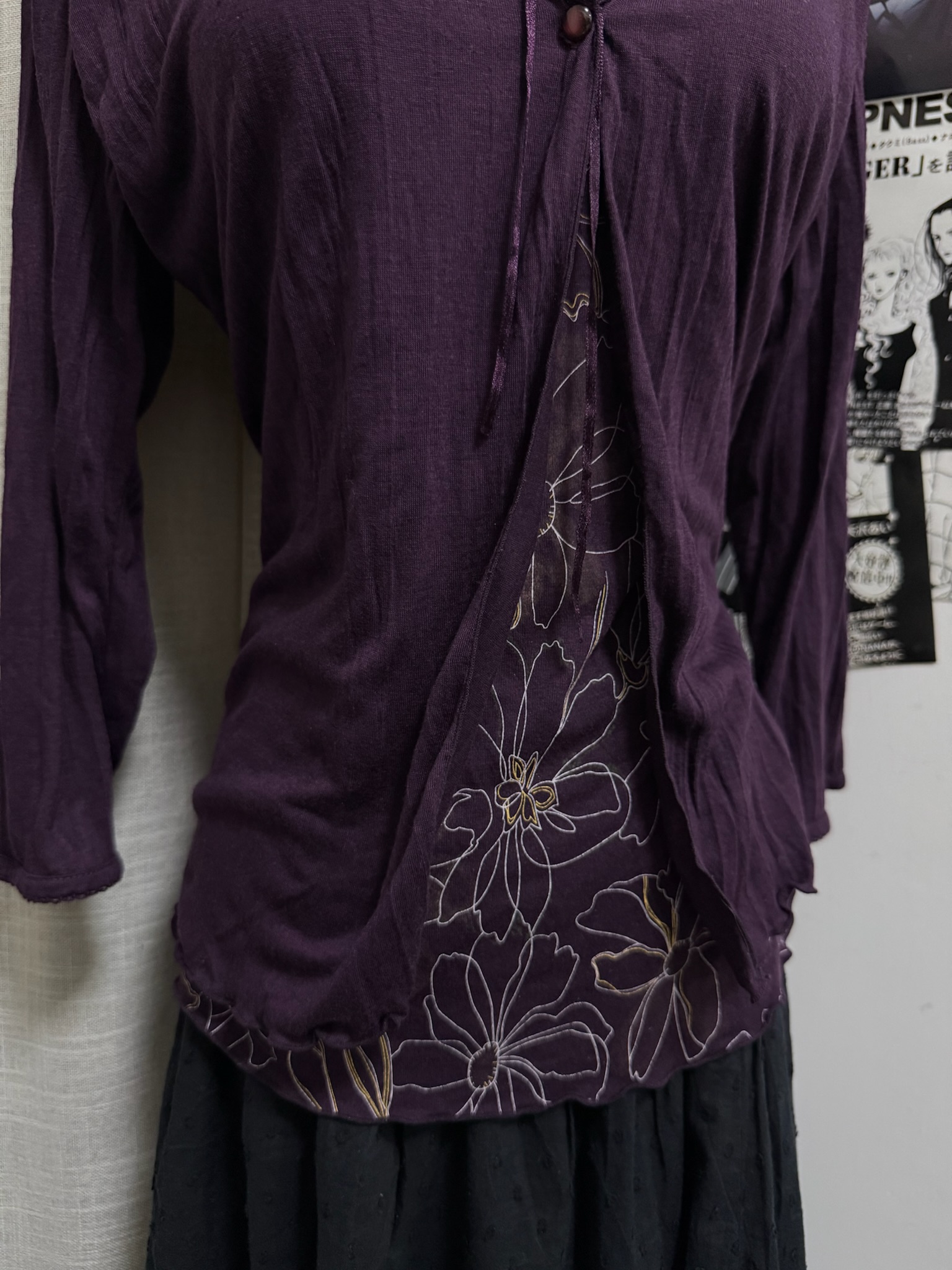 Purple Floral Mesh Top & Cardigan Twinset