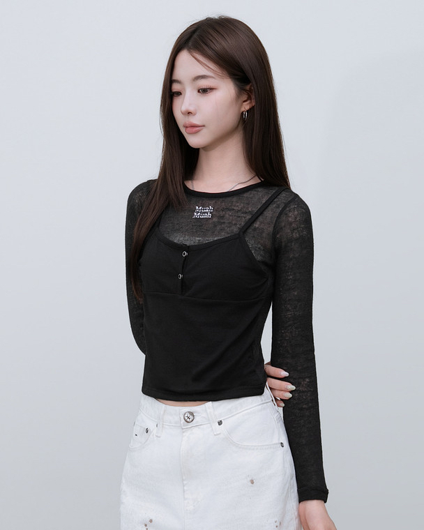 MuahMuah SEE THROUGH LAYERED KNIT LONG SLEEVE