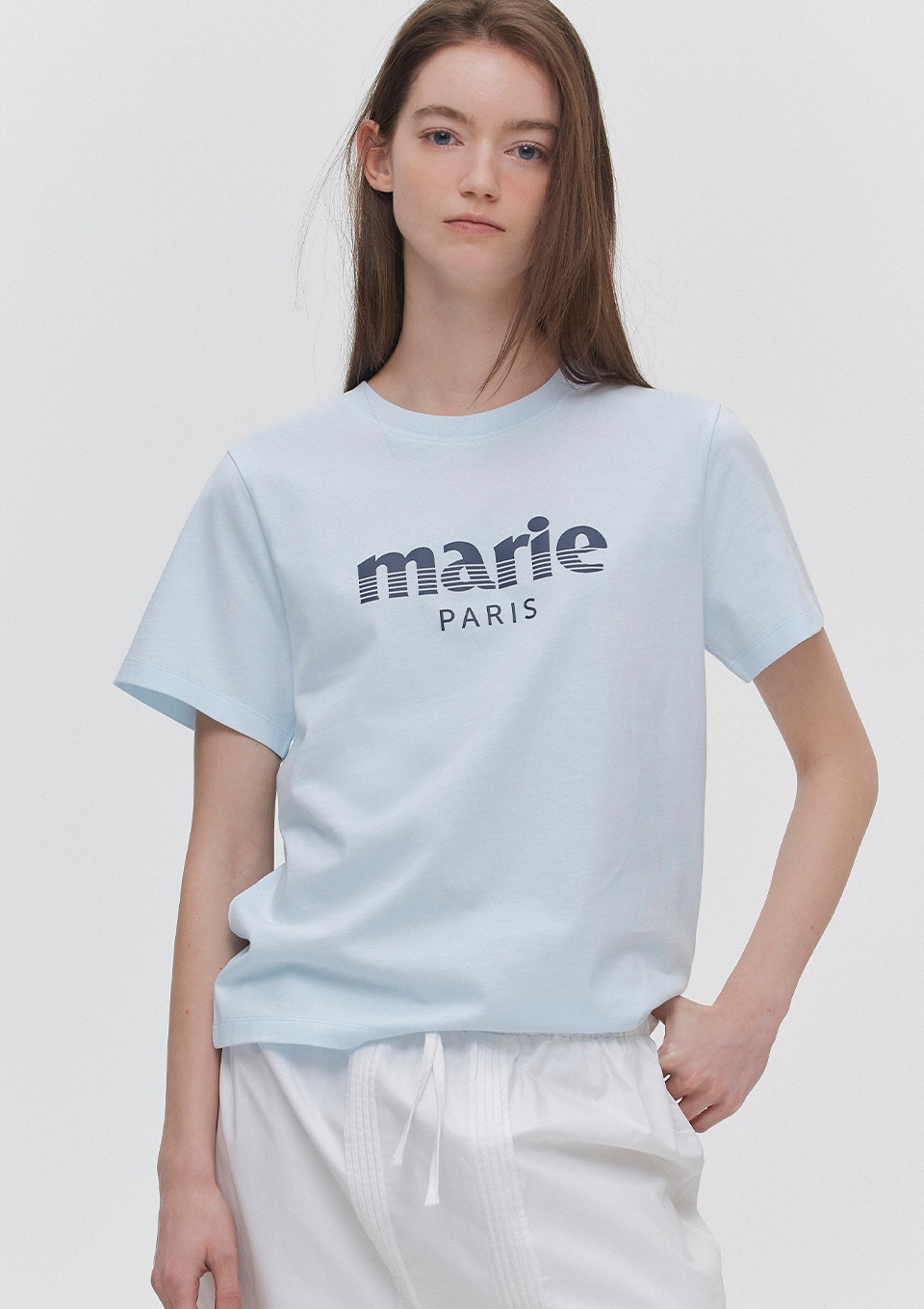 Marie Claire Stripe Logo Tee
