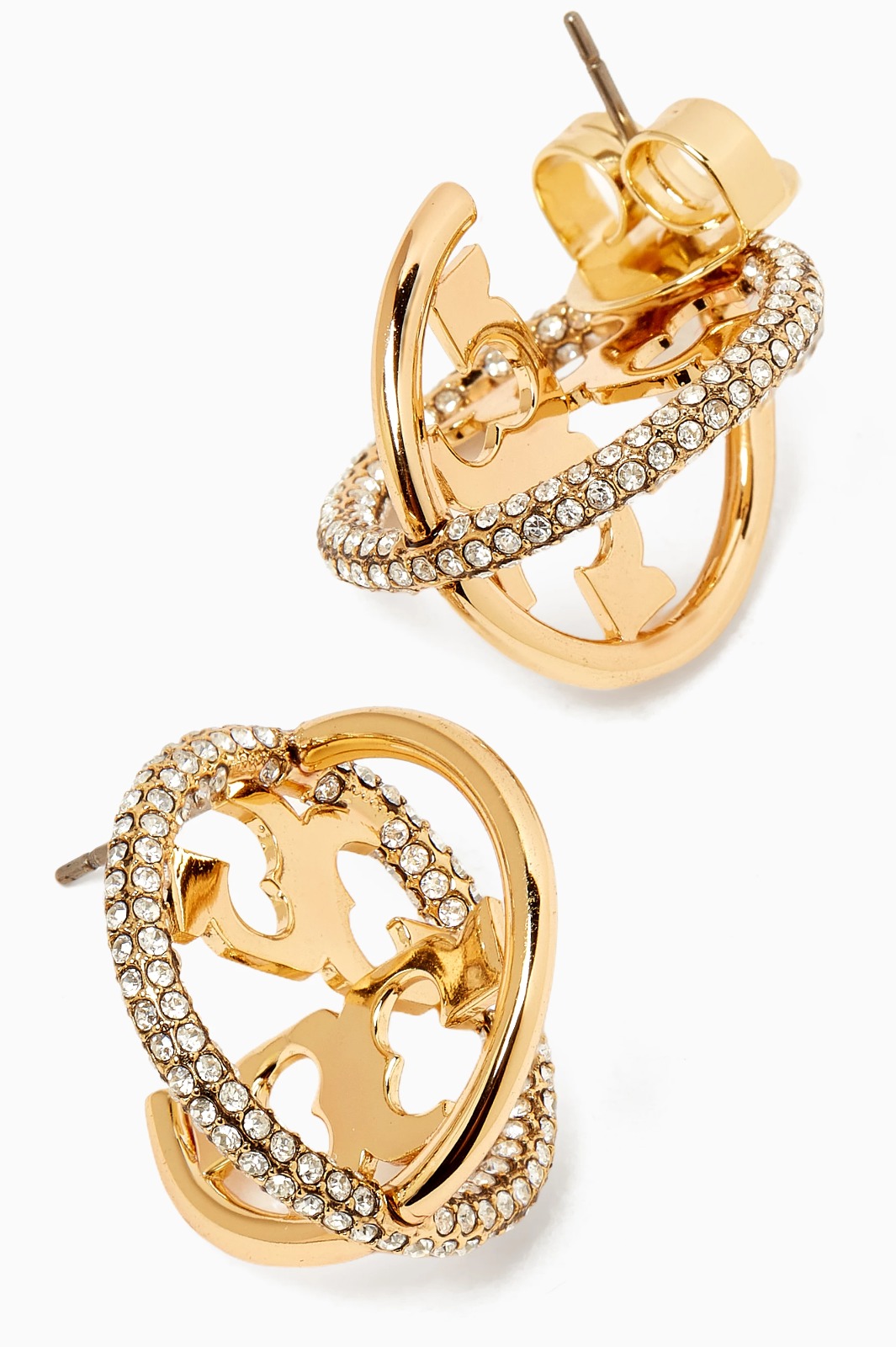 TORY BURCH Miller Earrings with Pavè Hoops T Logo圓環耳環✨