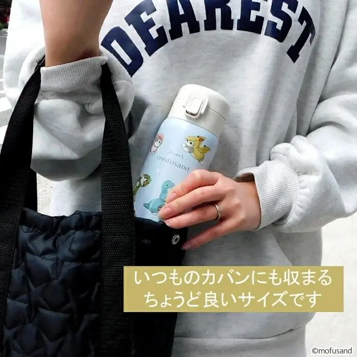 現貨🌸日本直送 |貓福珊迪mofusand 不鏽鋼一鍵按壓式保溫杯 350 毫升(怪獸貓)