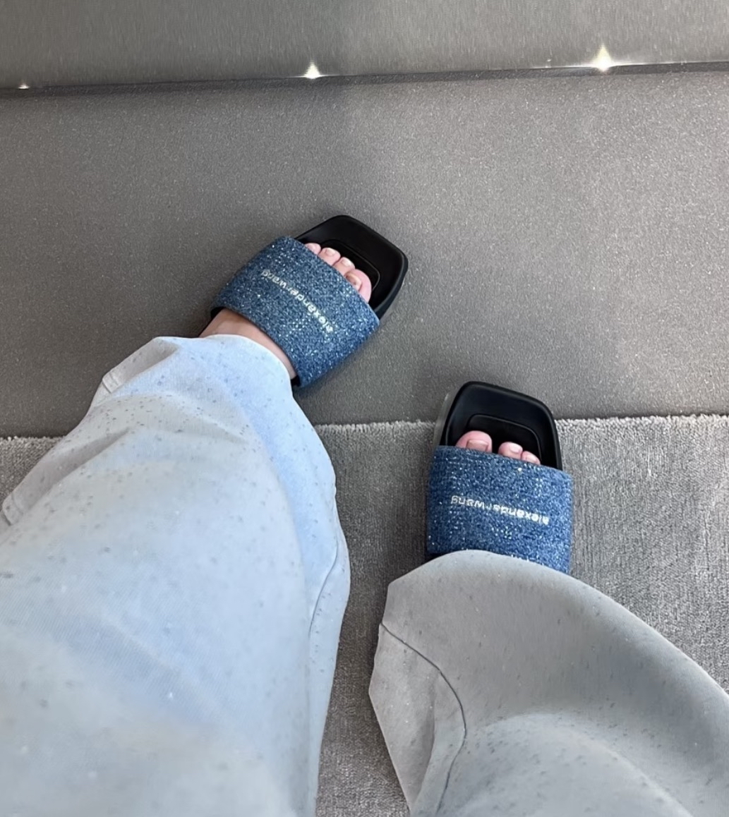 訂貨 🎀 Alexander Wang 新款 水晶牛仔拖鞋 Size 35/36/37/38/39